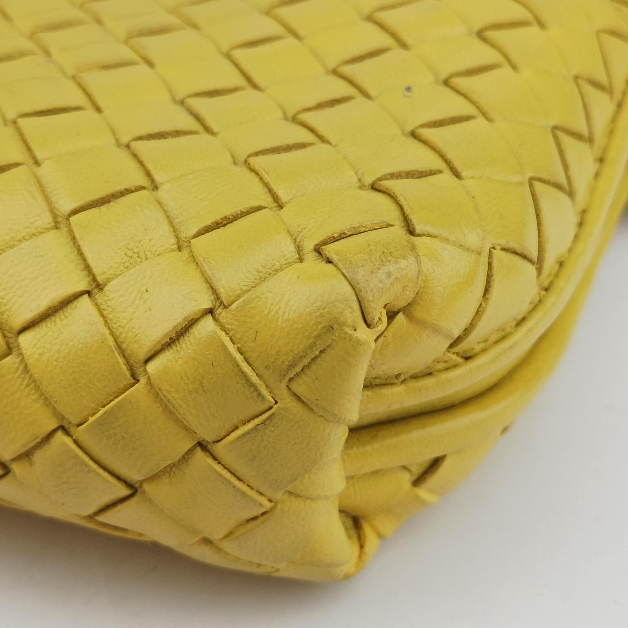Pre-owned Bottega Veneta NODINI Intrecciato Yellow lambskin  shoulderbag | stylenewstar