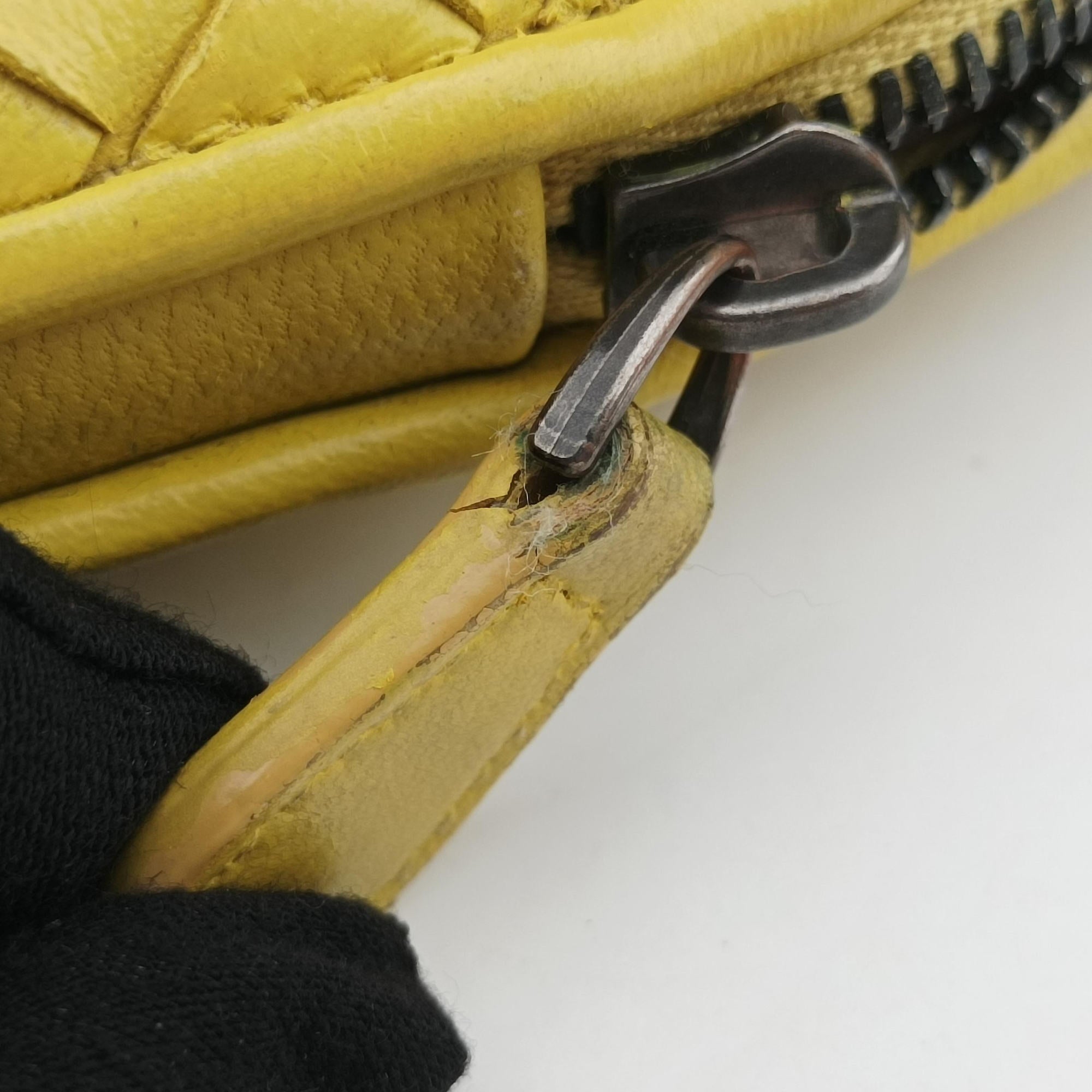 Pre-owned Bottega Veneta NODINI Intrecciato Yellow lambskin  shoulderbag | stylenewstar