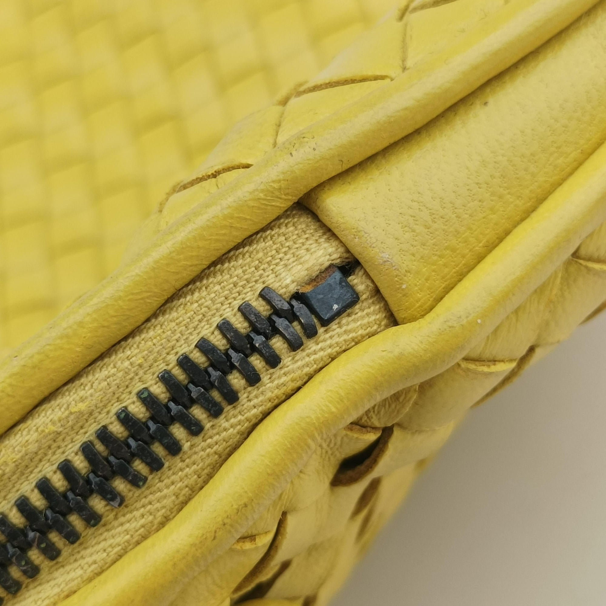 Pre-owned Bottega Veneta NODINI Intrecciato Yellow lambskin  shoulderbag | stylenewstar