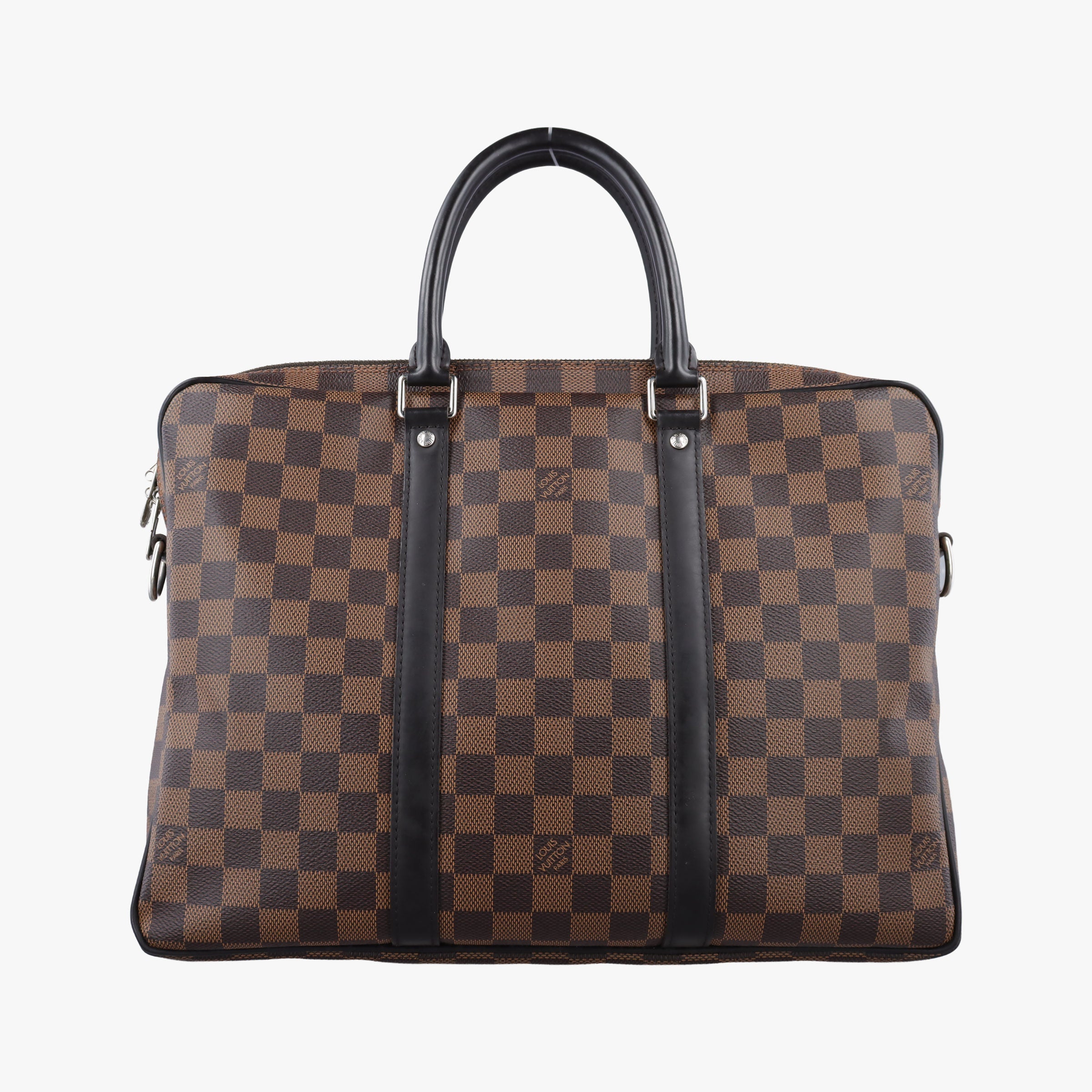 Pre-owned Louis Vuitton Porte Documents Voyage EBENE Damier Canvas N41466 handbag | stylenewstar