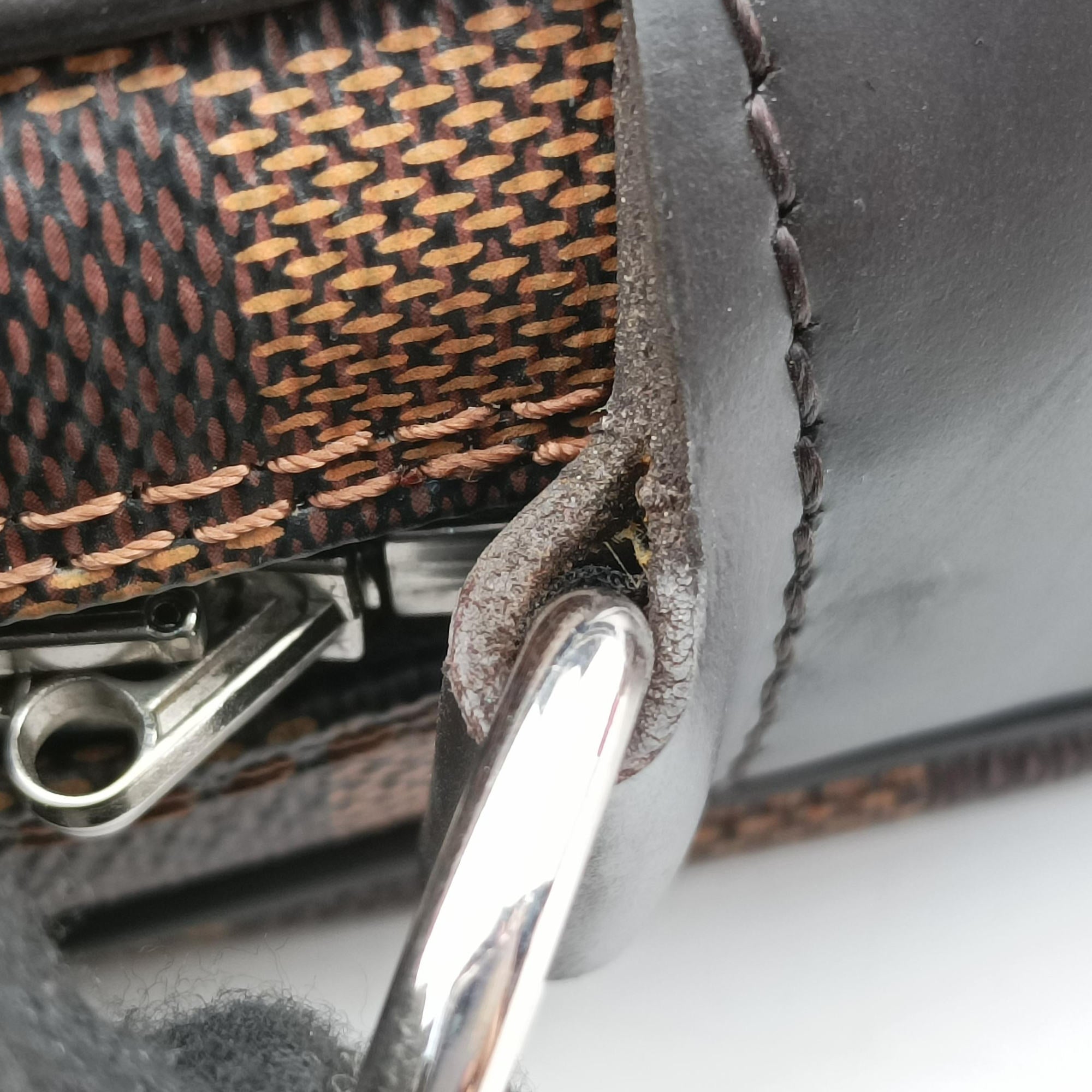 Pre-owned Louis Vuitton Porte Documents Voyage EBENE Damier Canvas N41466 handbag | stylenewstar