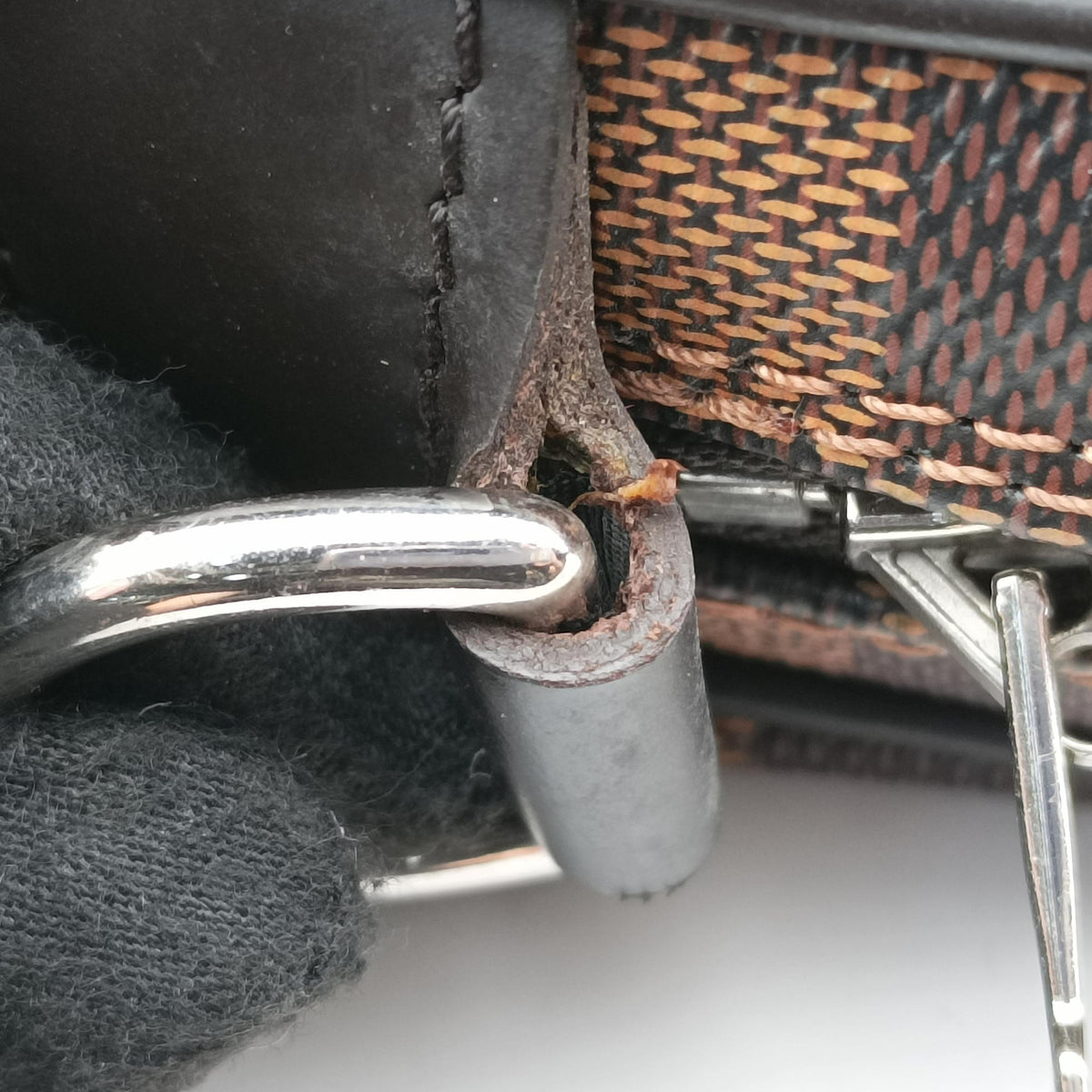 Pre-owned Louis Vuitton Porte Documents Voyage EBENE Damier Canvas N41466 handbag | stylenewstar