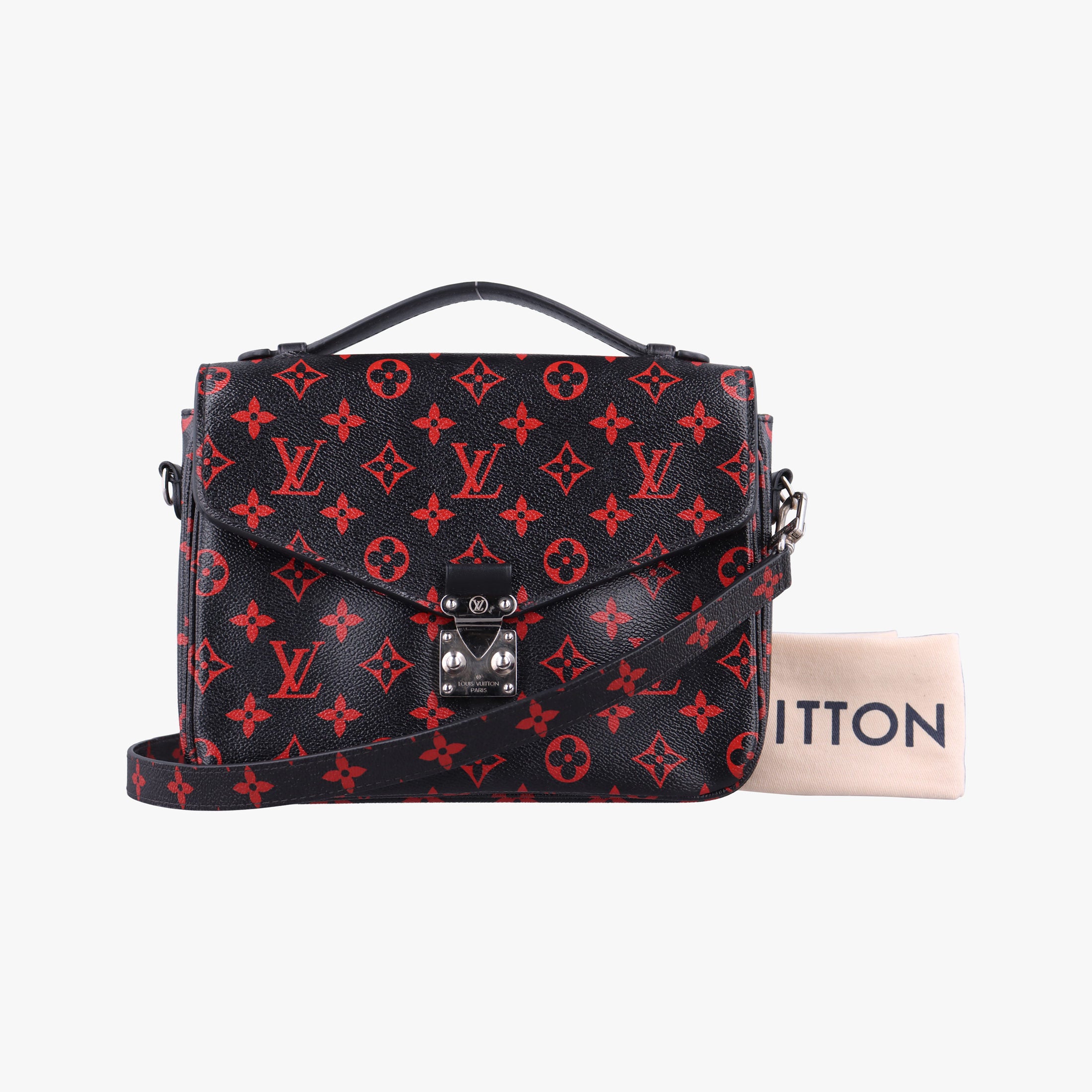 Pre-owned Louis Vuitton Pochette Metis MM Noir×ROUGE Monogram Infrarouge M41462 shoulderbag | stylenewstar
