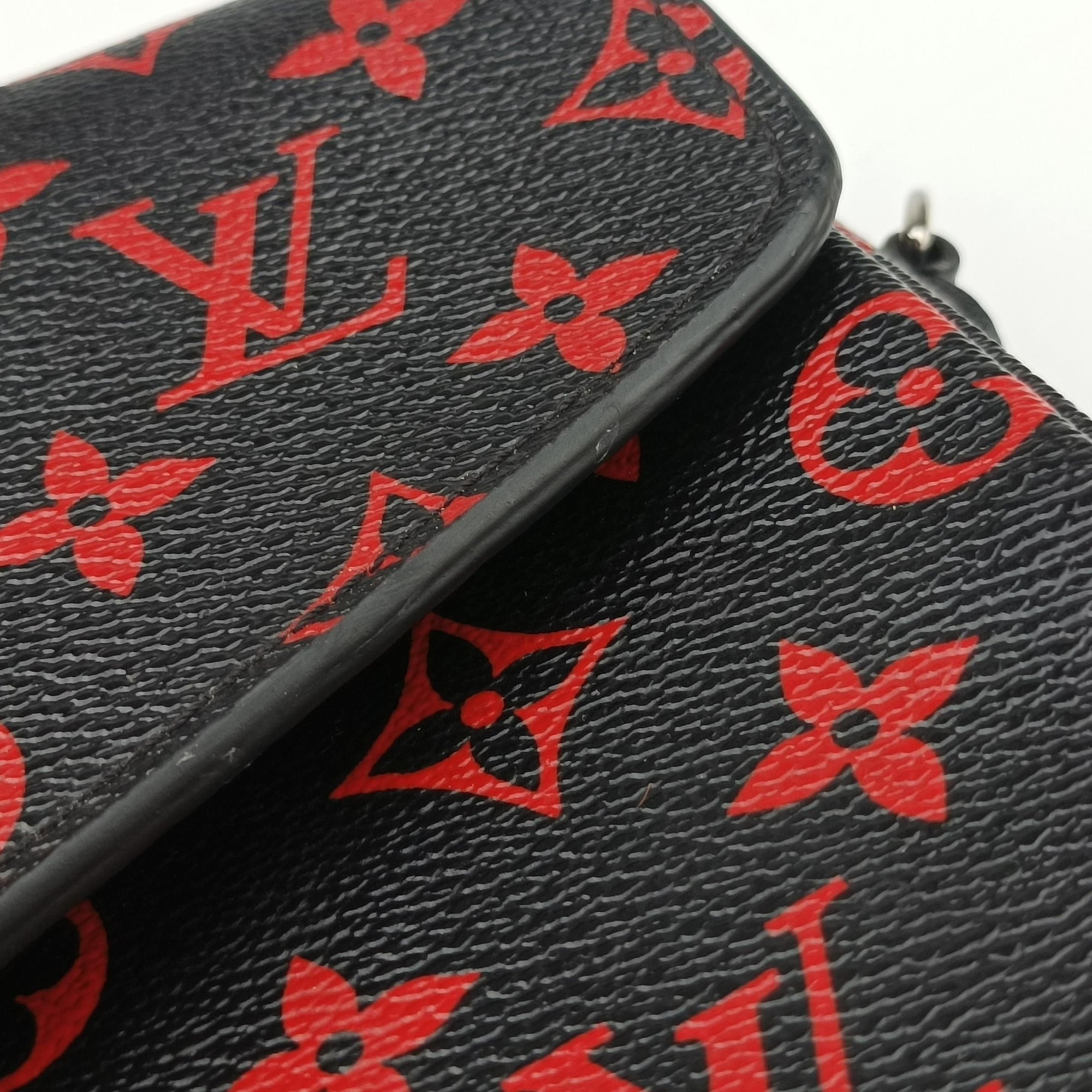 Pre-owned Louis Vuitton Pochette Metis MM Noir×ROUGE Monogram Infrarouge M41462 shoulderbag | stylenewstar