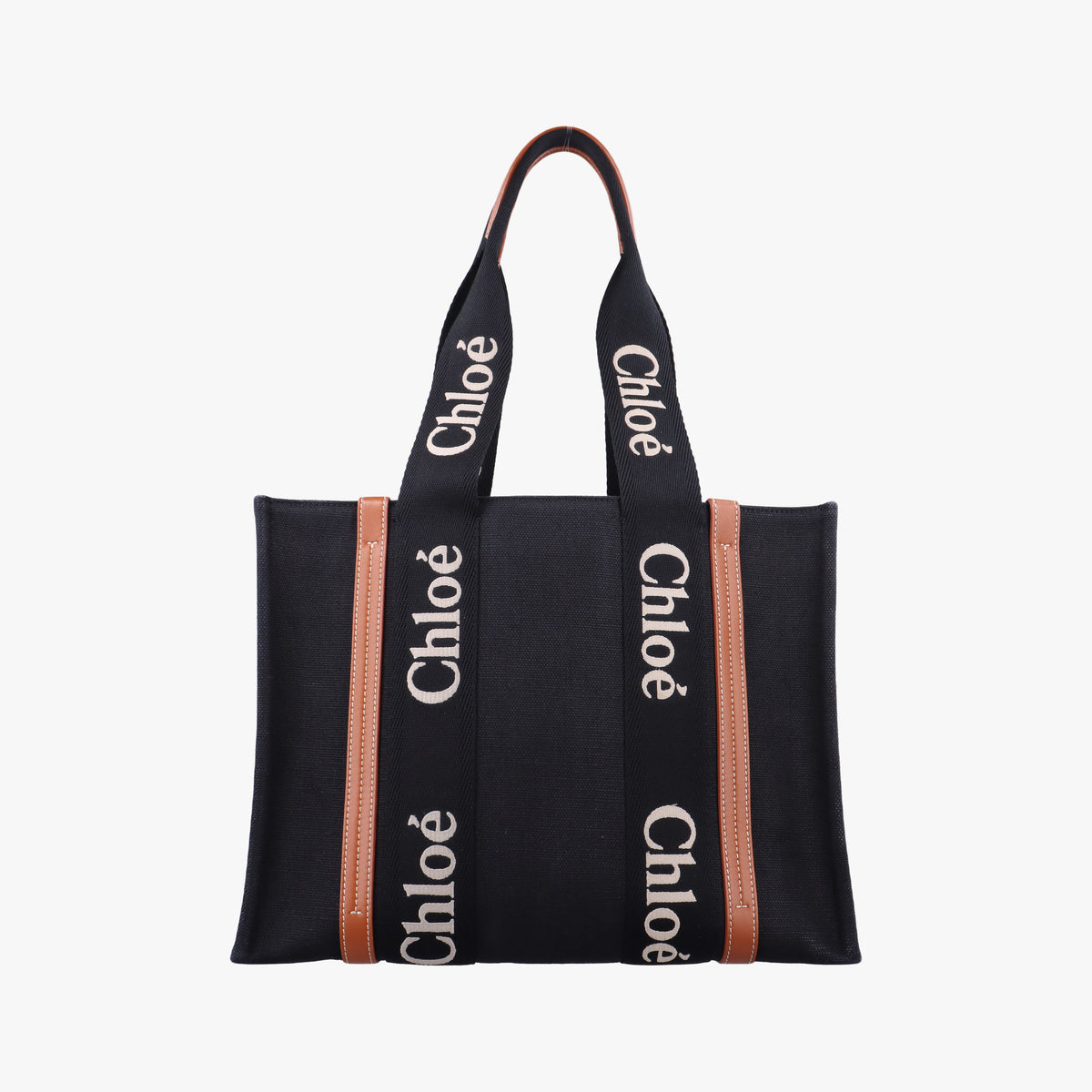 Secondhand Chloe Woody Brown×Black canvas  handbag | stylenewstar