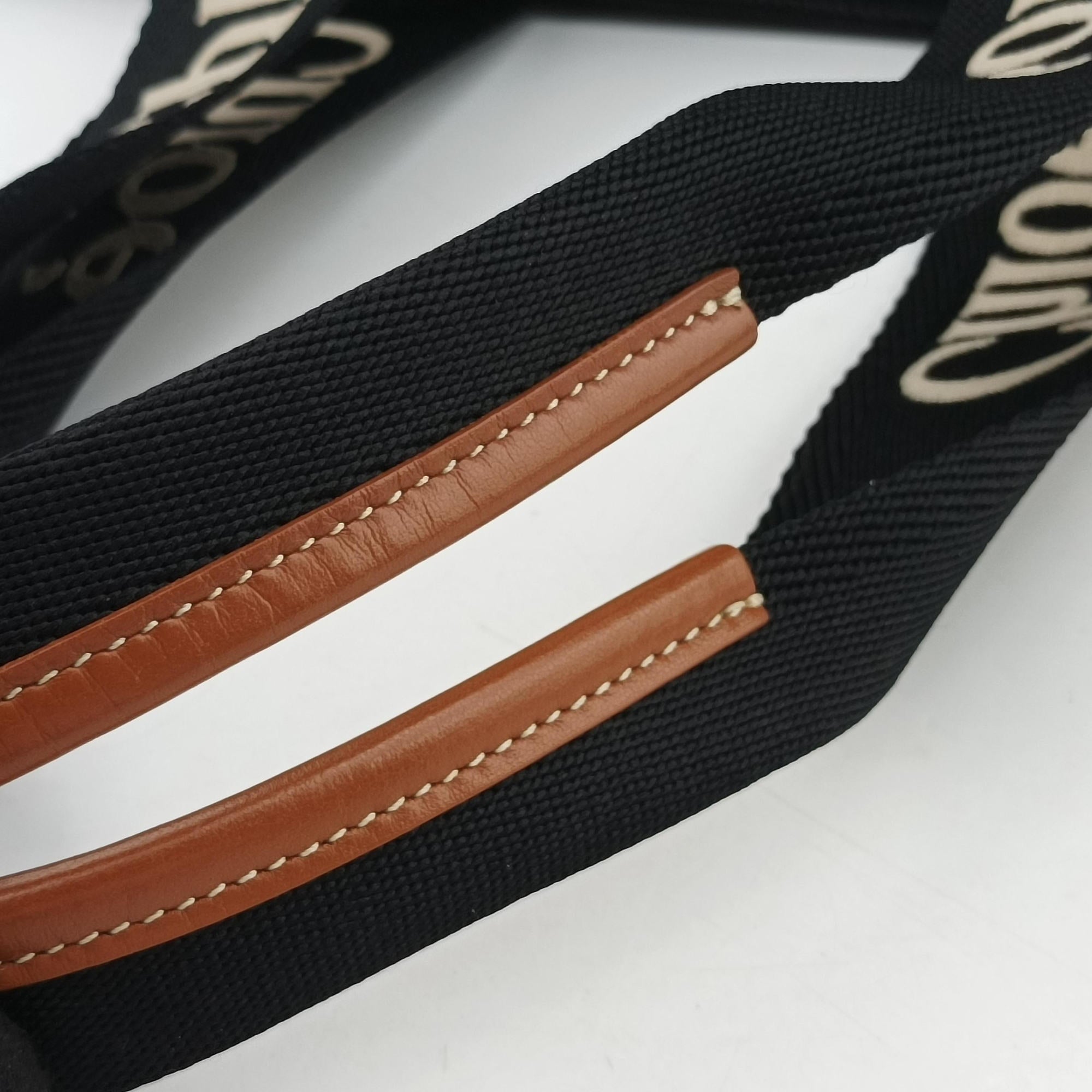 Secondhand Chloe Woody Brown×Black canvas  handbag | stylenewstar