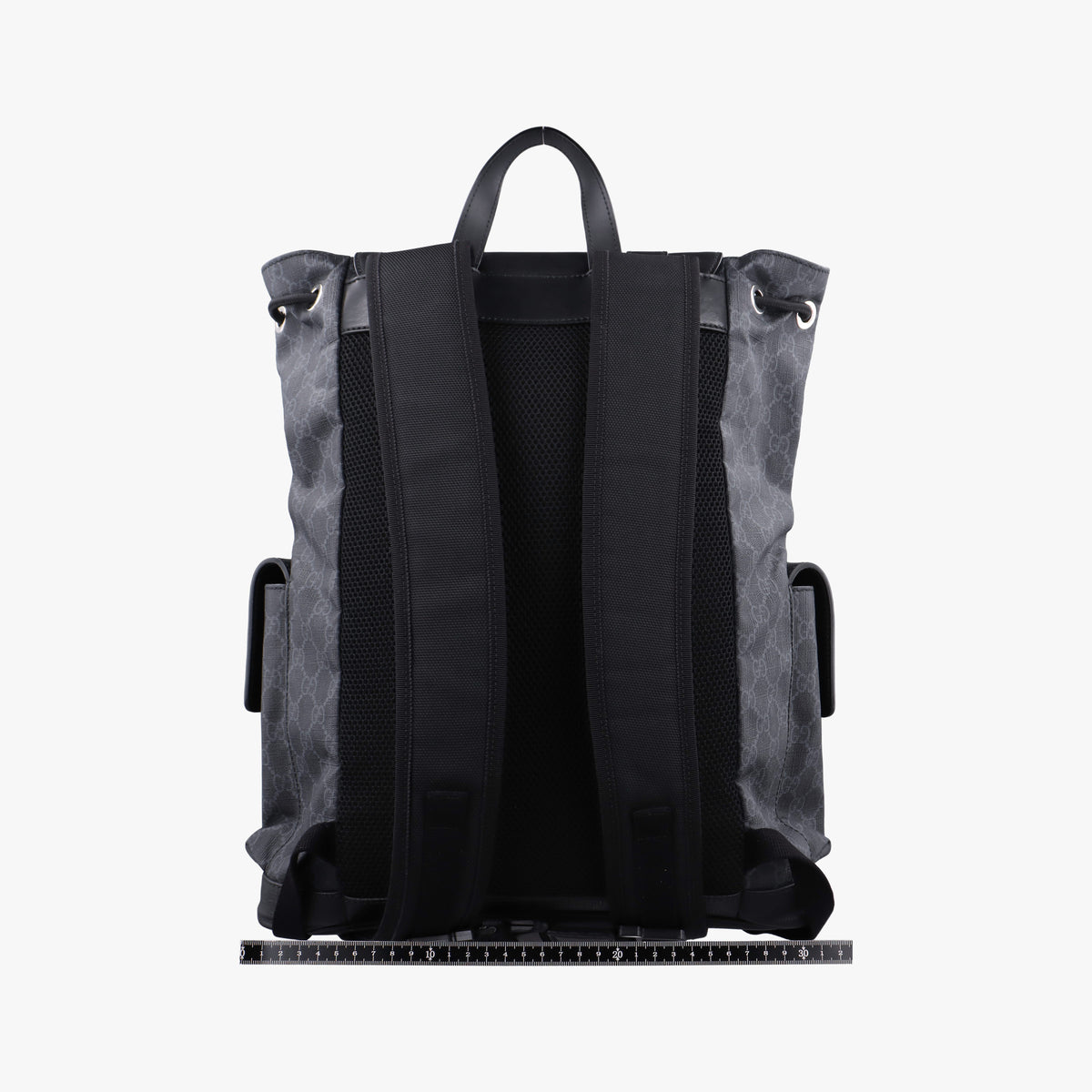 Pre-owned Gucci GG Supreme Black x Gray PVC coated canvas×leather 495563 backpack/rucksack | stylenewstar