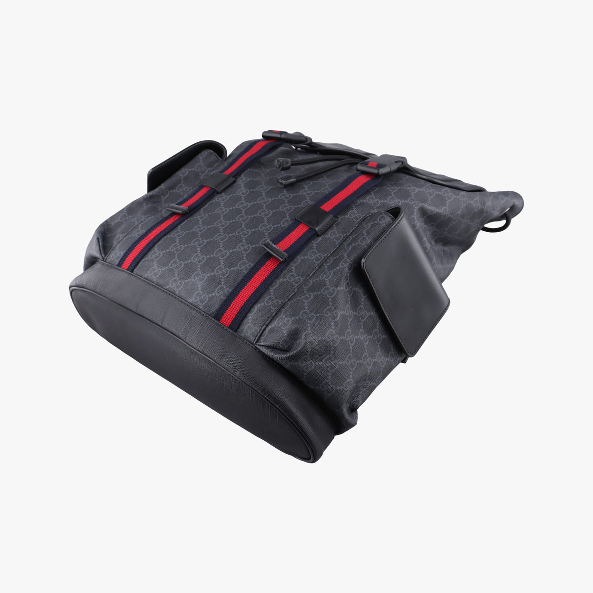 Pre-owned Gucci GG Supreme Black x Gray PVC coated canvas×leather 495563 backpack/rucksack | stylenewstar