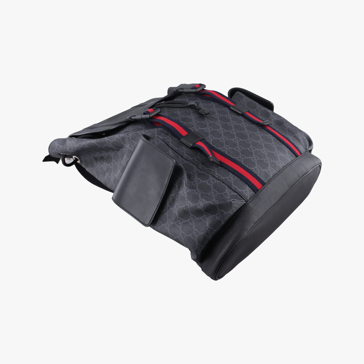 Pre-owned Gucci GG Supreme Black x Gray PVC coated canvas×leather 495563 backpack/rucksack | stylenewstar