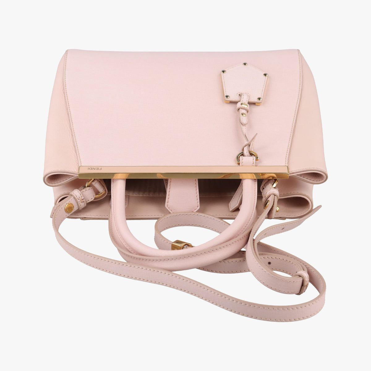 Pre-owned Fendi Petite 2 JOURS Pink Leather 8BH253 shoulderbag | stylenewstar