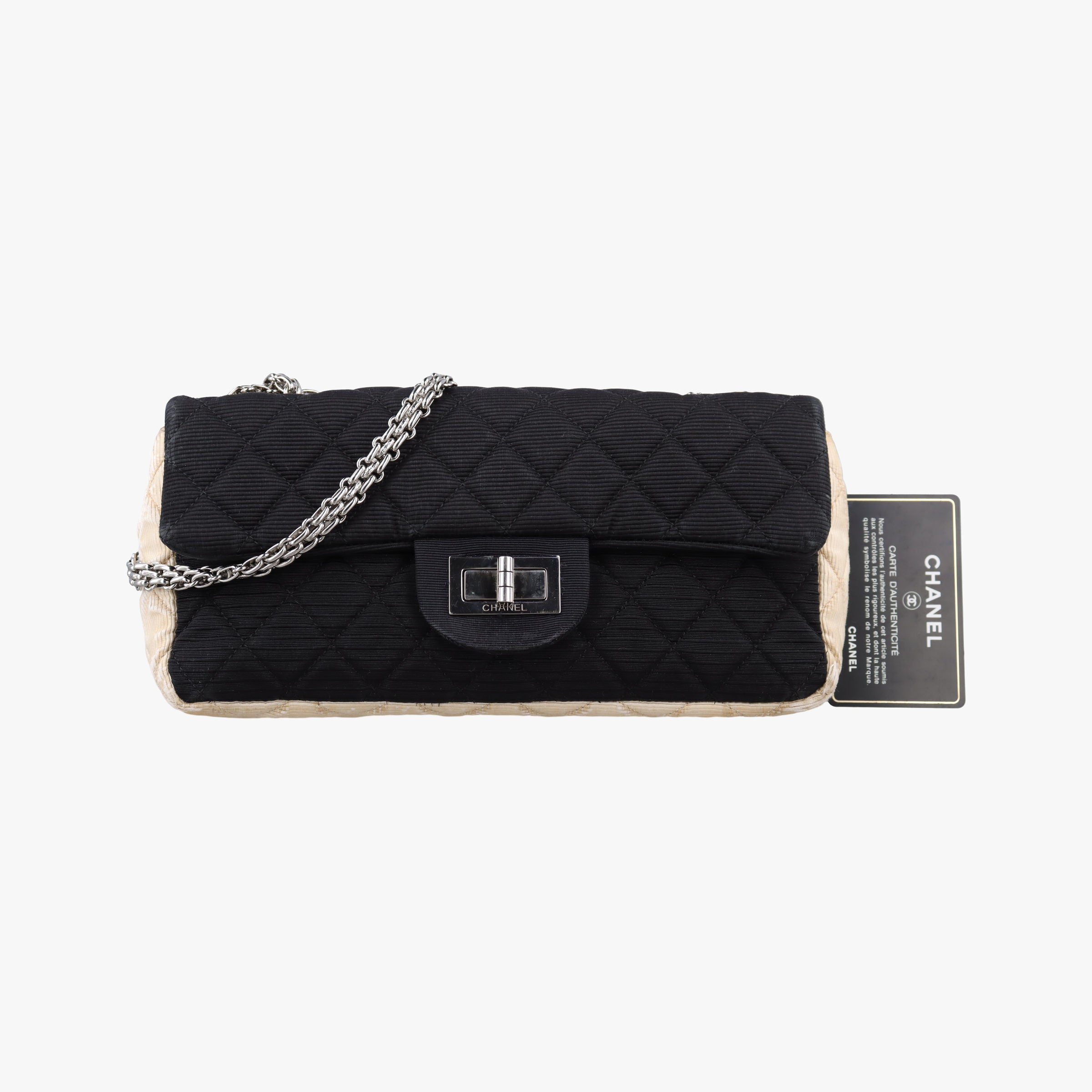 Pre-owned Chanel Matelasse 2.55 Black × Beige Fabric A46019 shoulderbag | stylenewstar