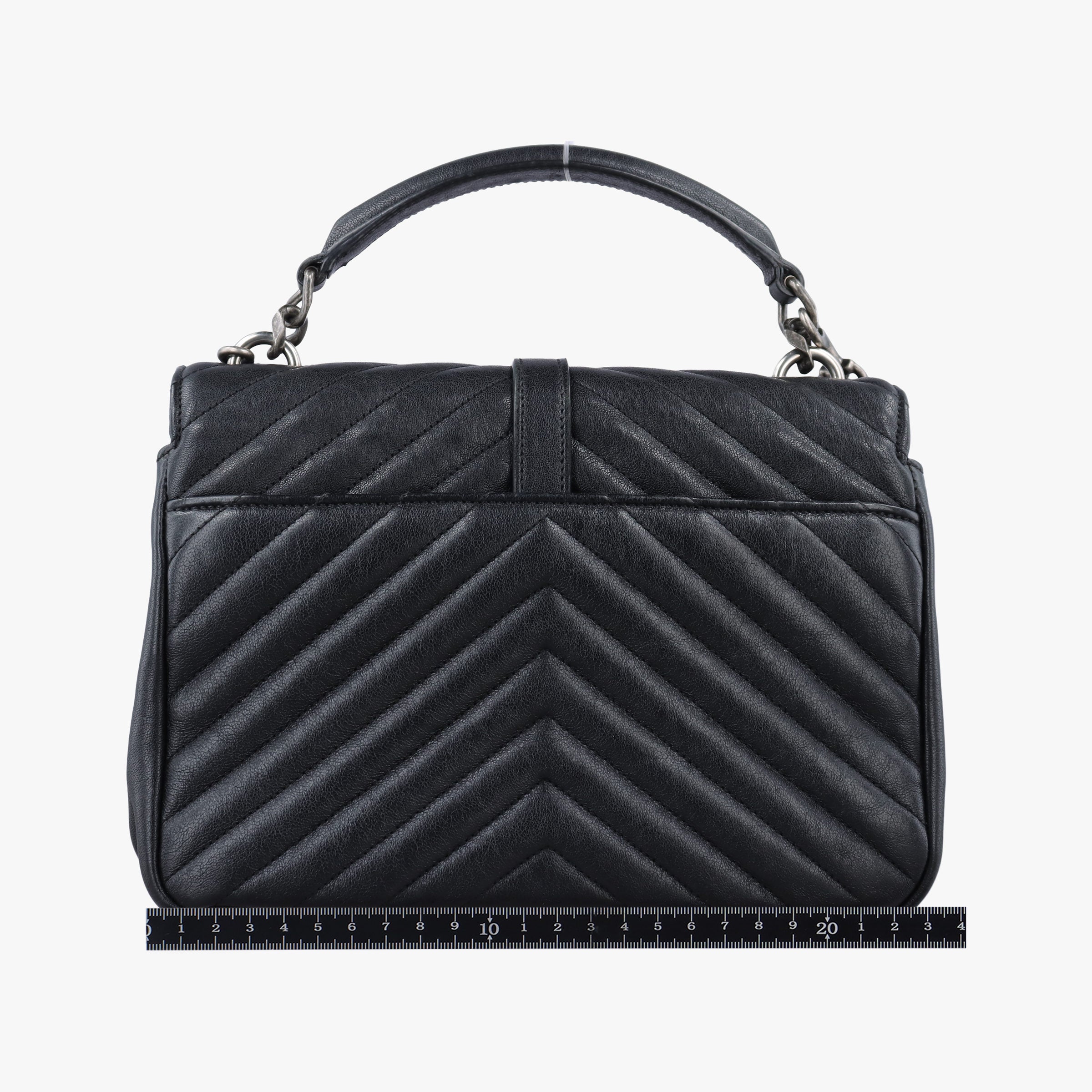 Pre-owned Yves Saint Laurent COLLEGE Black Leather 428056 shoulderbag | stylenewstar