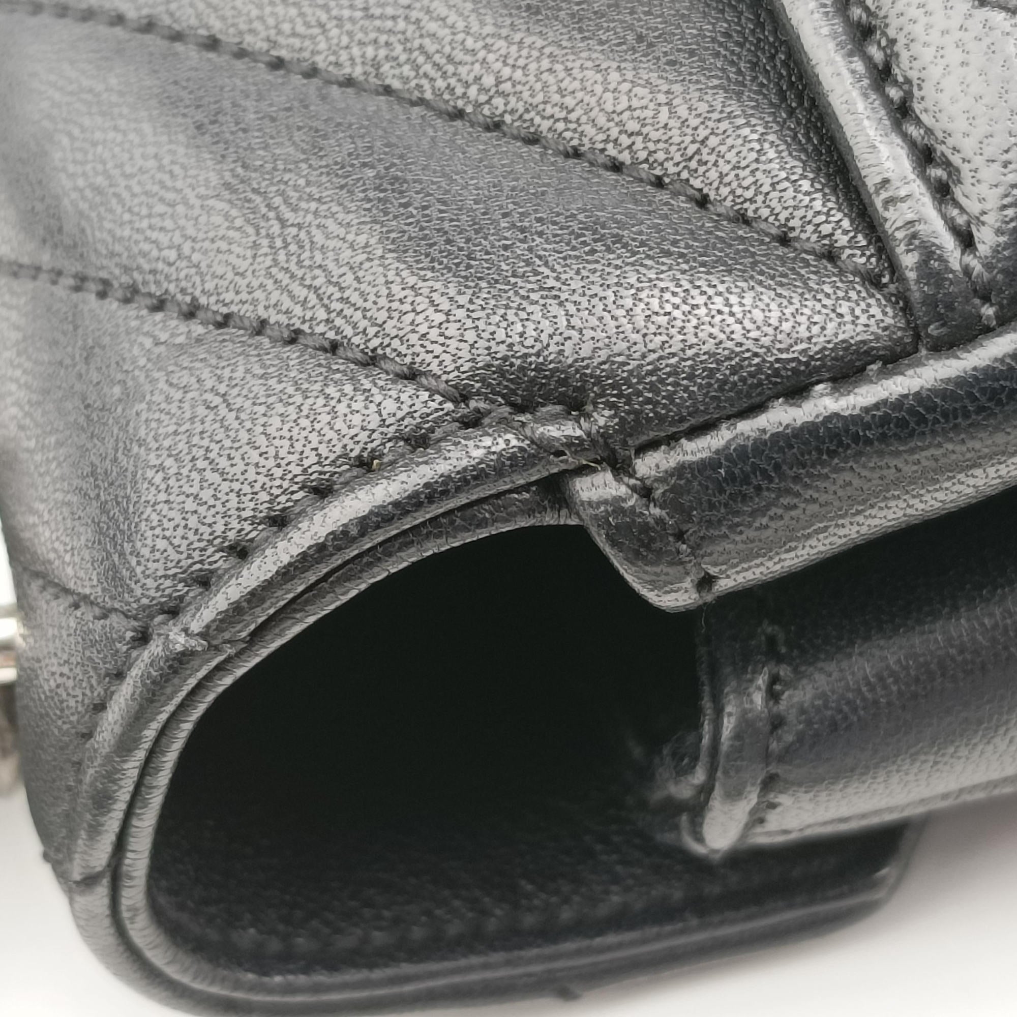 Pre-owned Yves Saint Laurent COLLEGE Black Leather 428056 shoulderbag | stylenewstar