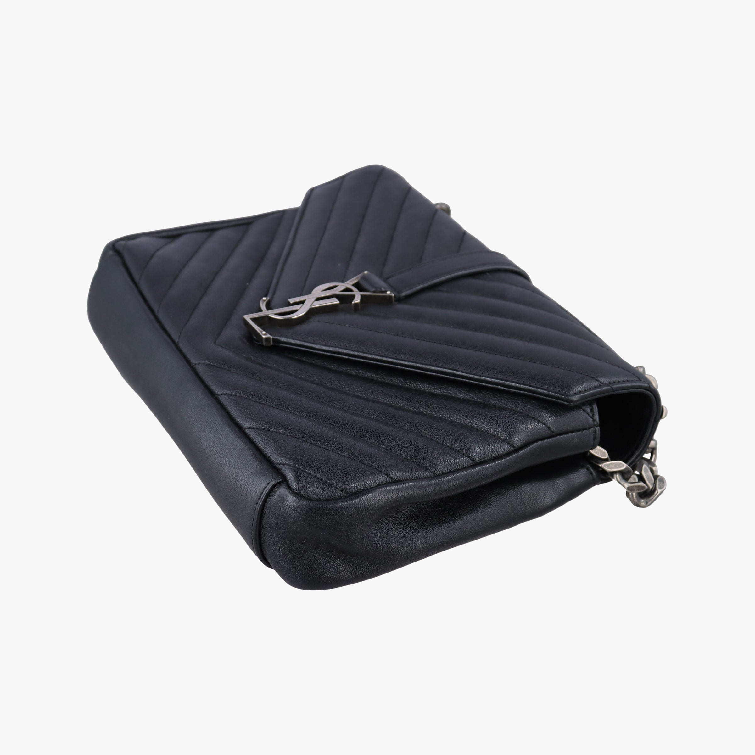 Pre-owned Yves Saint Laurent COLLEGE Black Leather 428056 shoulderbag | stylenewstar