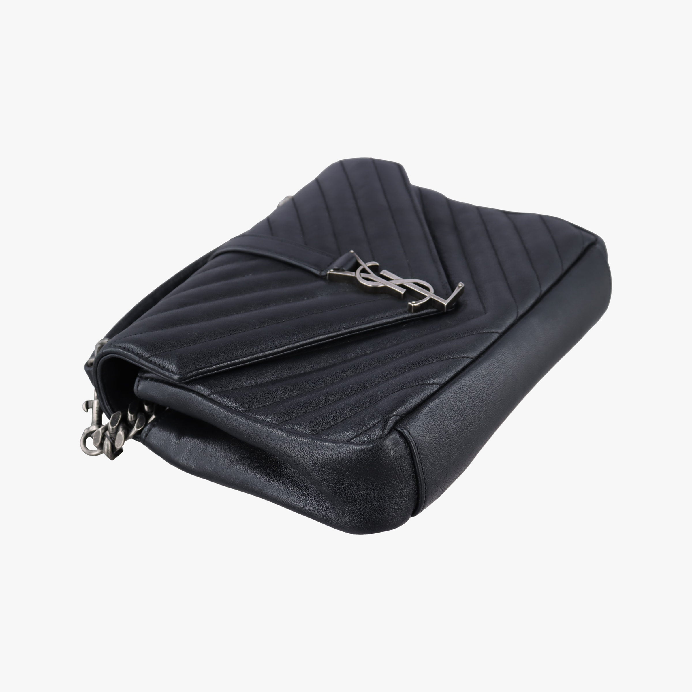 Pre-owned Yves Saint Laurent COLLEGE Black Leather 428056 shoulderbag | stylenewstar