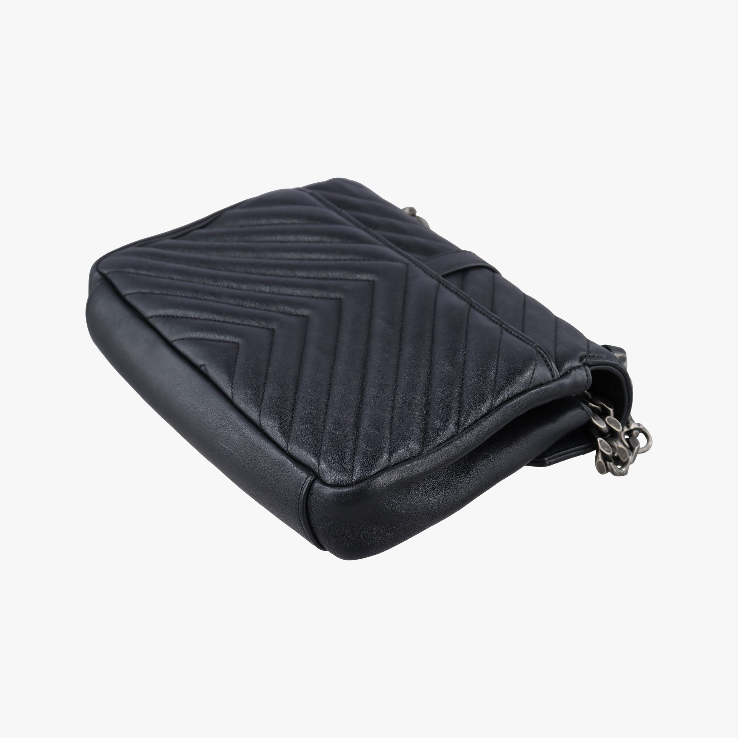 Pre-owned Yves Saint Laurent COLLEGE Black Leather 428056 shoulderbag | stylenewstar