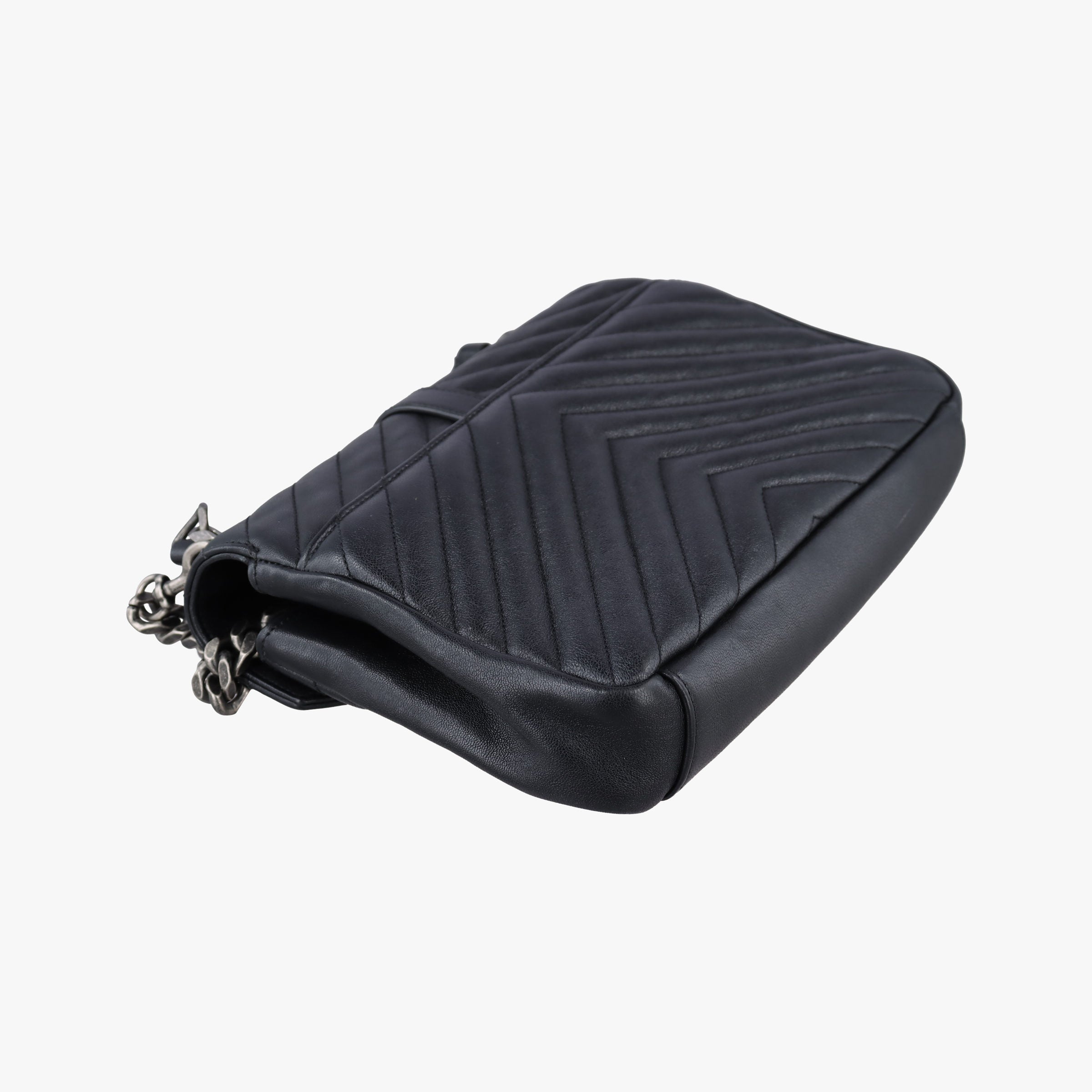Pre-owned Yves Saint Laurent COLLEGE Black Leather 428056 shoulderbag | stylenewstar