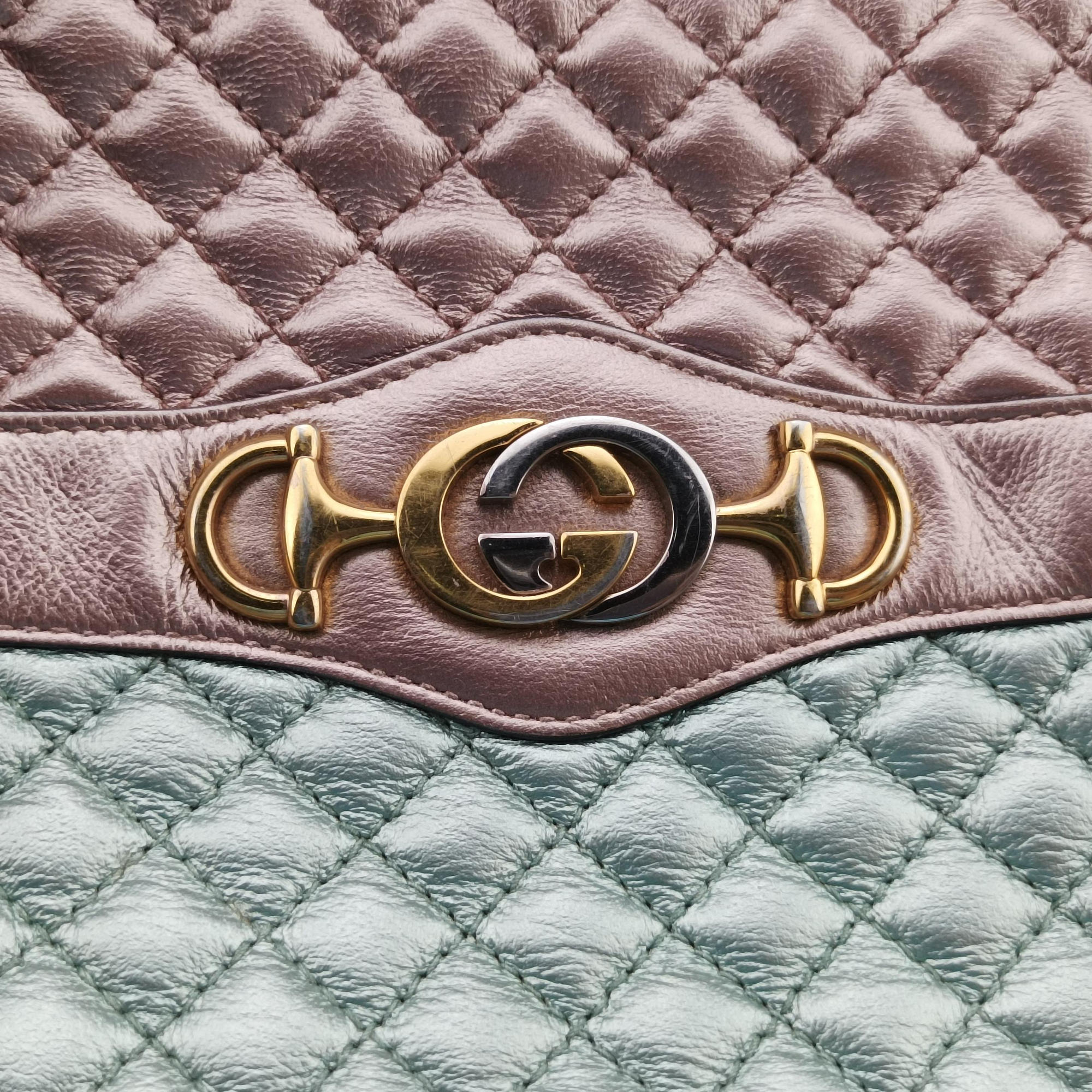 Secondhand Gucci Trapuntata Camera Zumi pink×green×multi Leather 541061 shoulderbag | stylenewstar