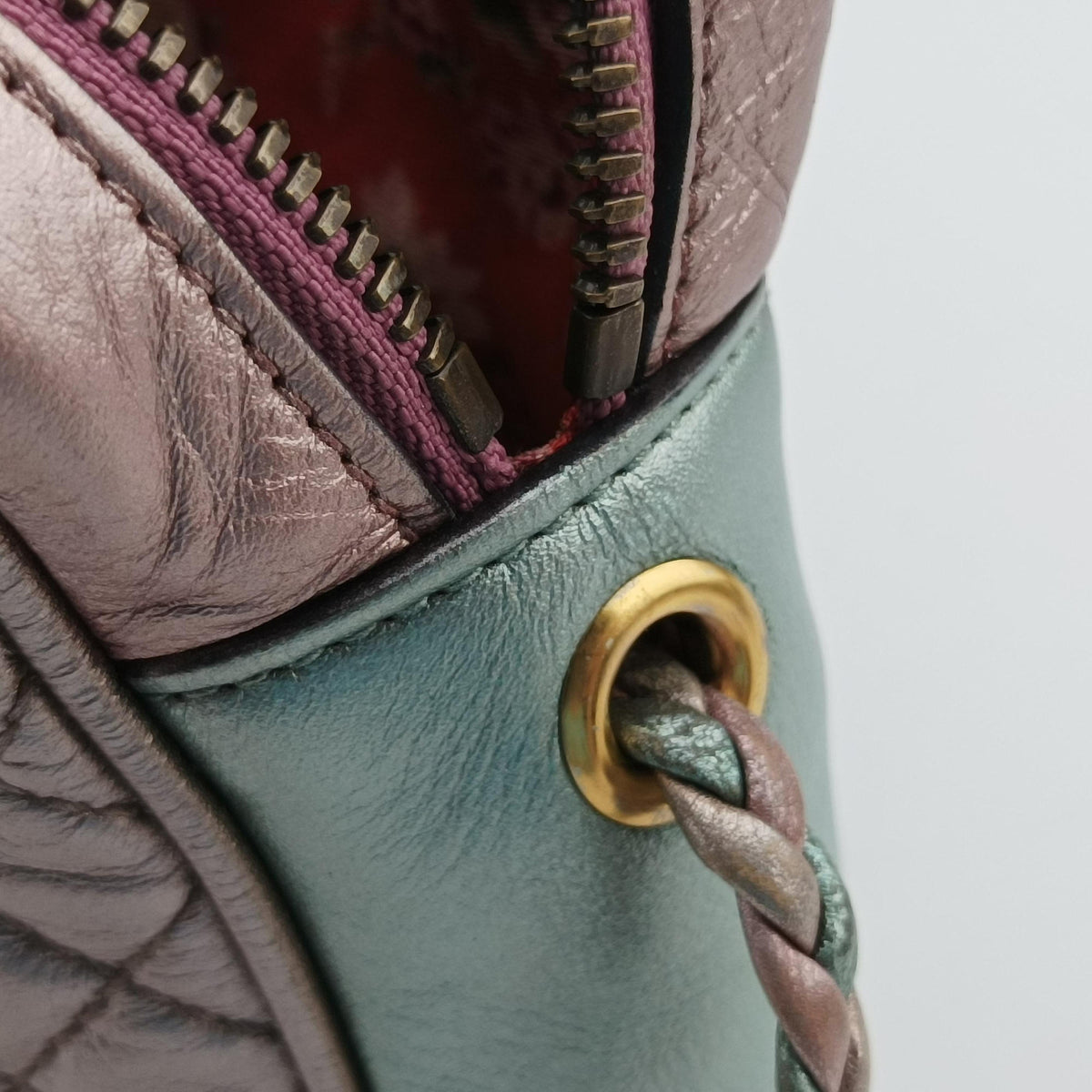 Secondhand Gucci Trapuntata Camera Zumi pink×green×multi Leather 541061 shoulderbag | stylenewstar