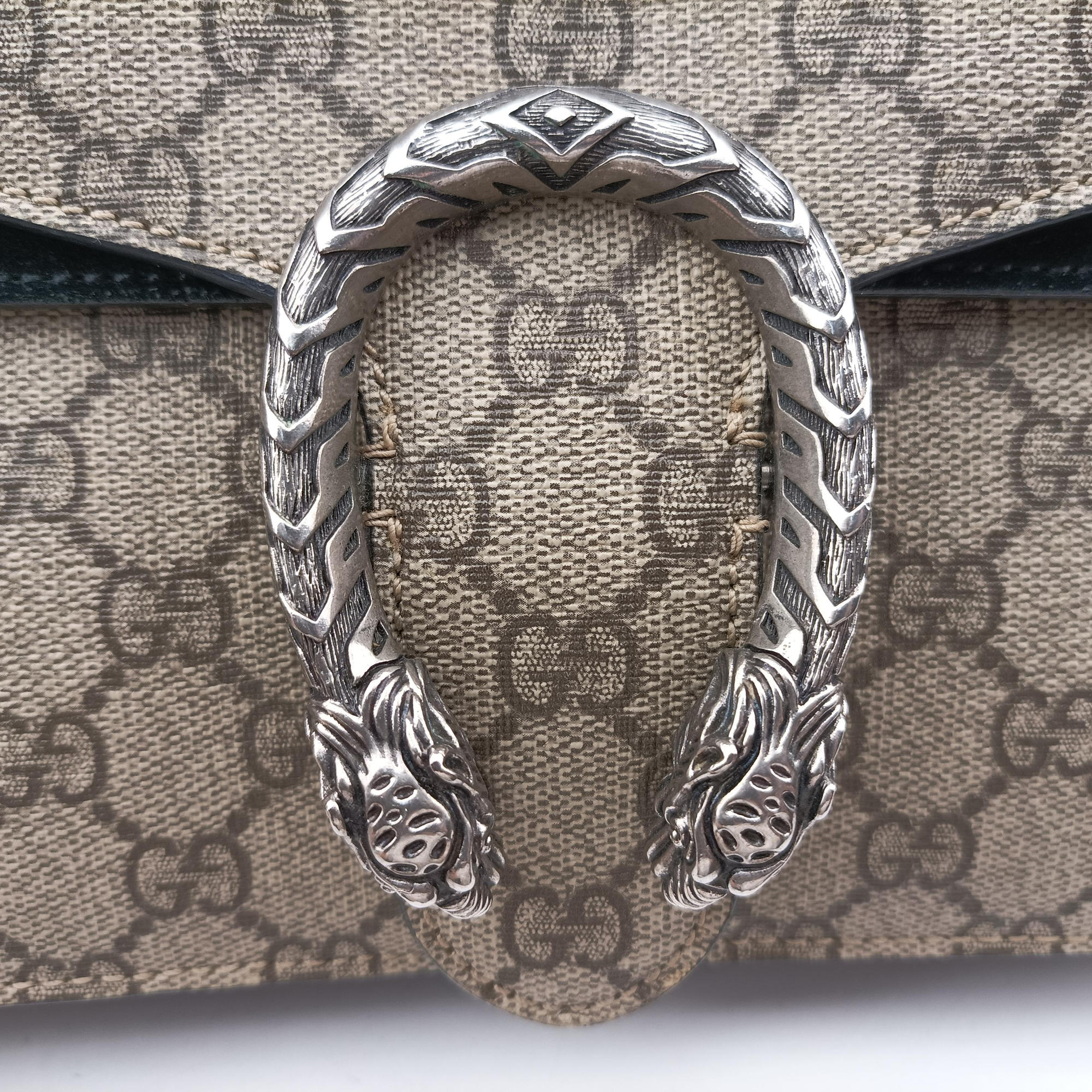 Pre-owned Gucci Dionysus beige×black PVC coated canvas × suede 400249 shoulderbag | stylenewstar