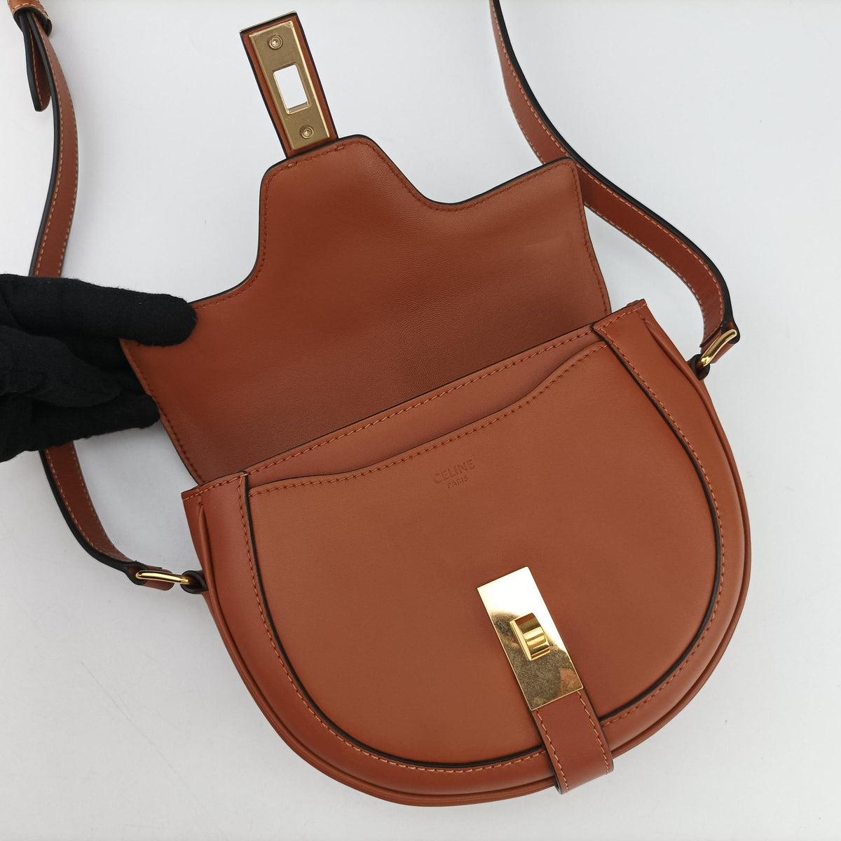 Pre-owned Celine Besace 16 Small Brown Leather W-SL-2 shoulderbag | stylenewstar