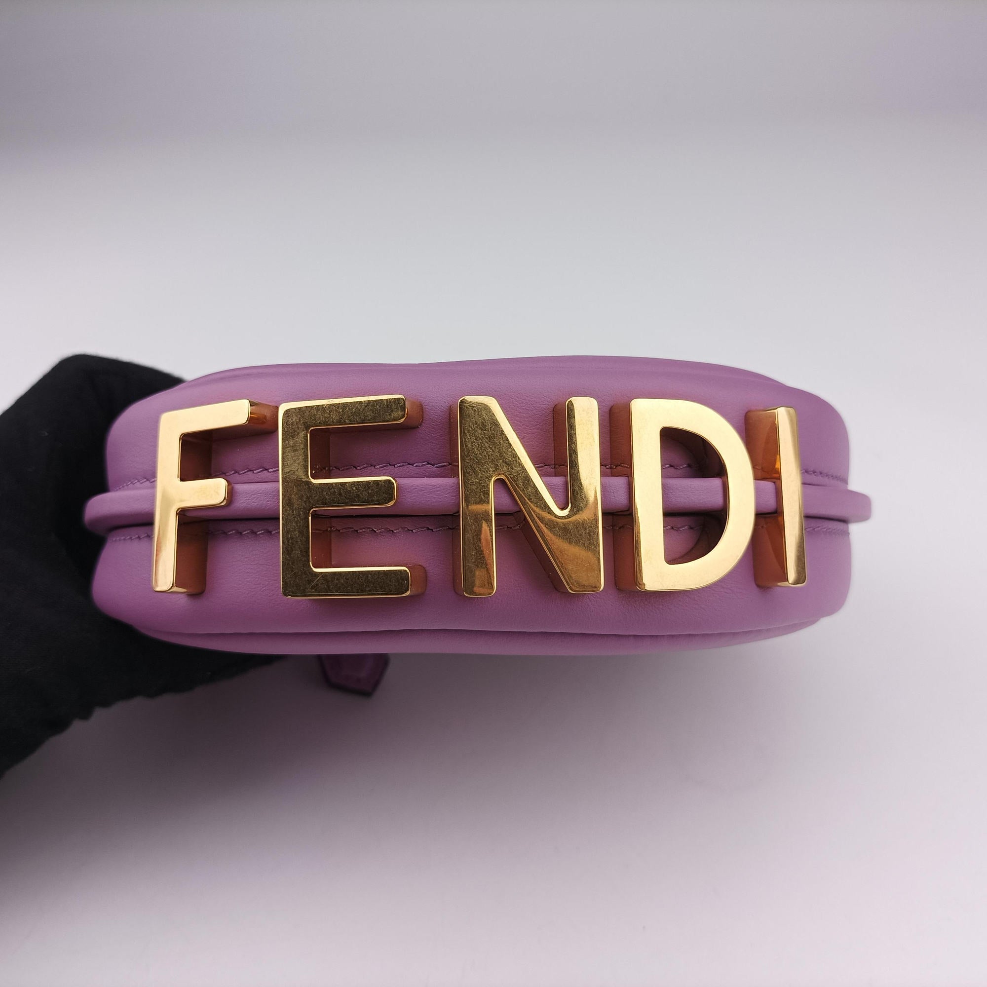 Pre-owned Fendi Nano Fendigraphy Purple Leather 7AS089 handbag | stylenewstar
