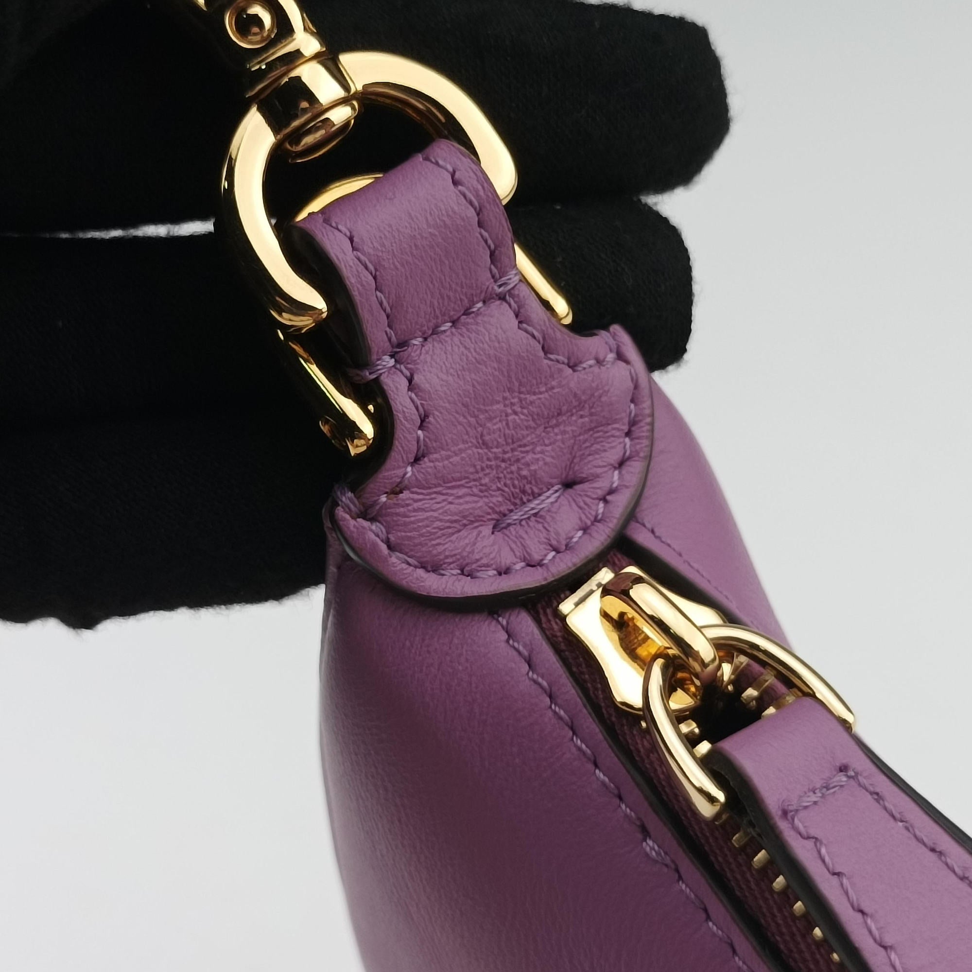 Pre-owned Fendi Nano Fendigraphy Purple Leather 7AS089 handbag | stylenewstar