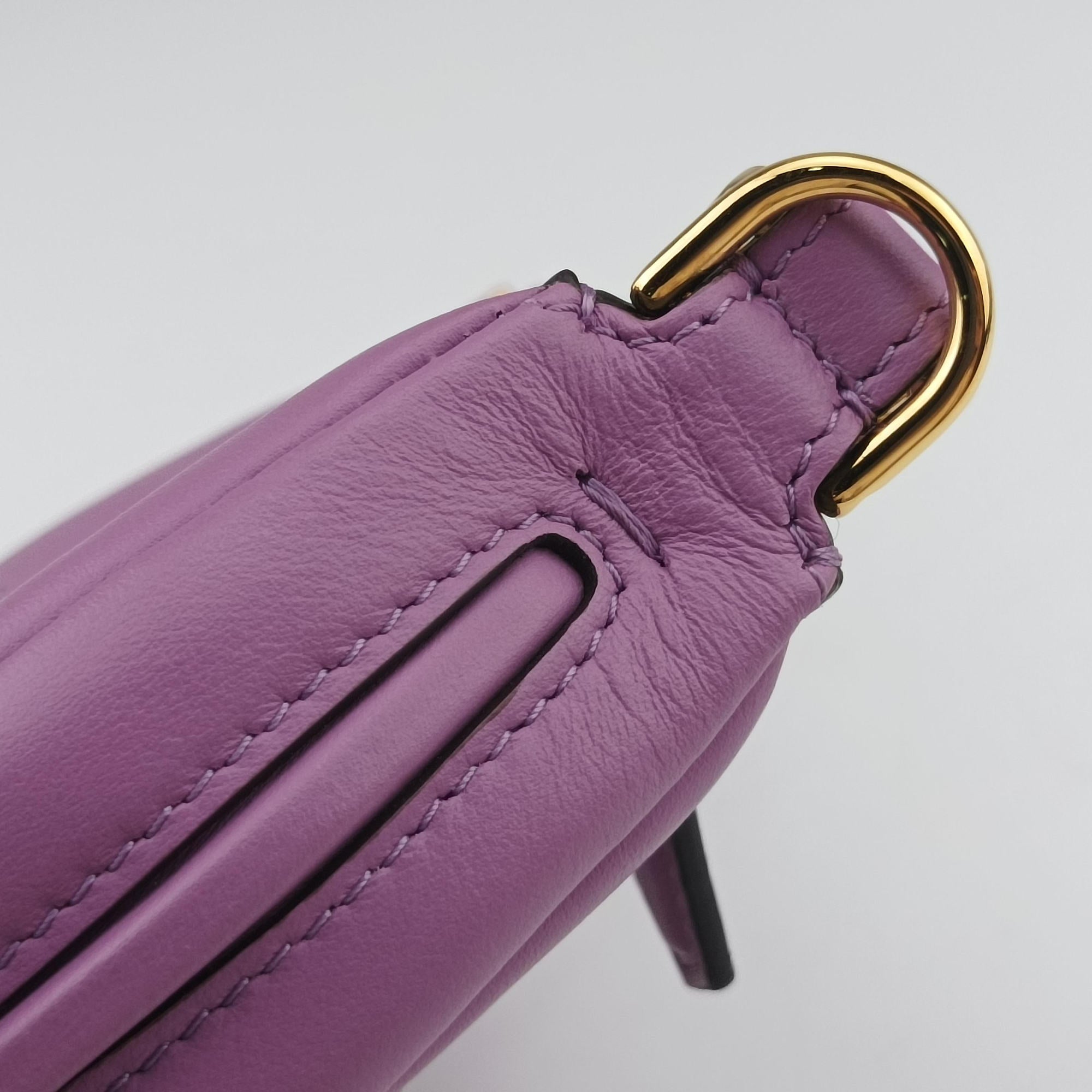 Pre-owned Fendi Nano Fendigraphy Purple Leather 7AS089 handbag | stylenewstar