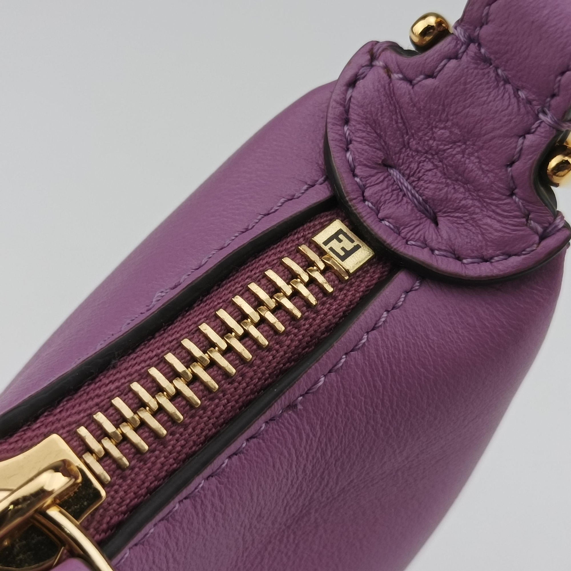 Pre-owned Fendi Nano Fendigraphy Purple Leather 7AS089 handbag | stylenewstar