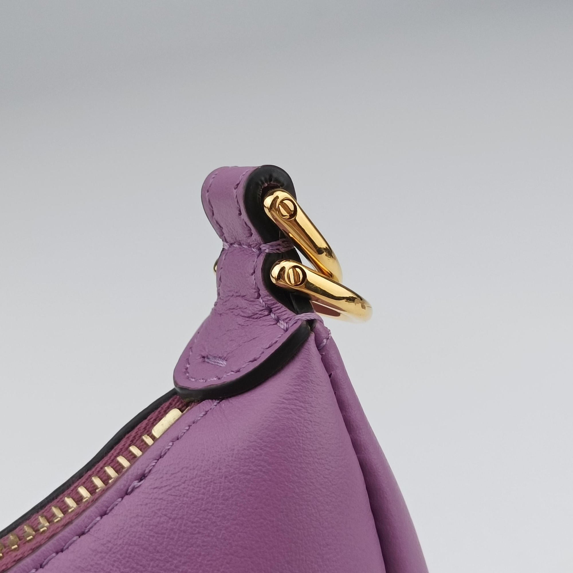 Pre-owned Fendi Nano Fendigraphy Purple Leather 7AS089 handbag | stylenewstar