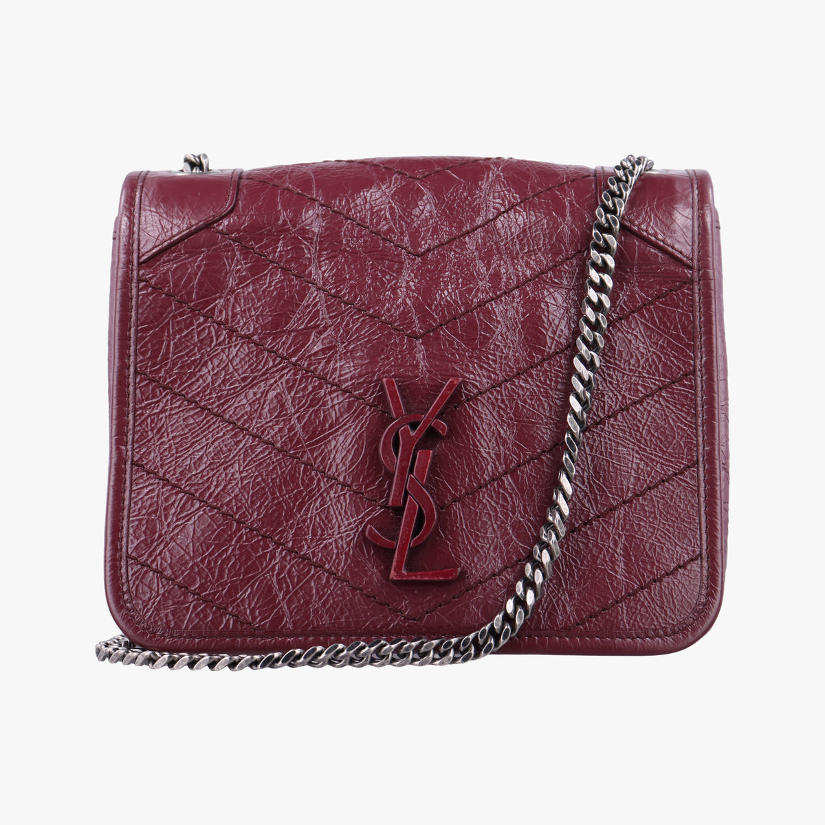 Pre-owned Yves Saint Laurent Niki Burgundy Leather 583103 shoulderbag | stylenewstar