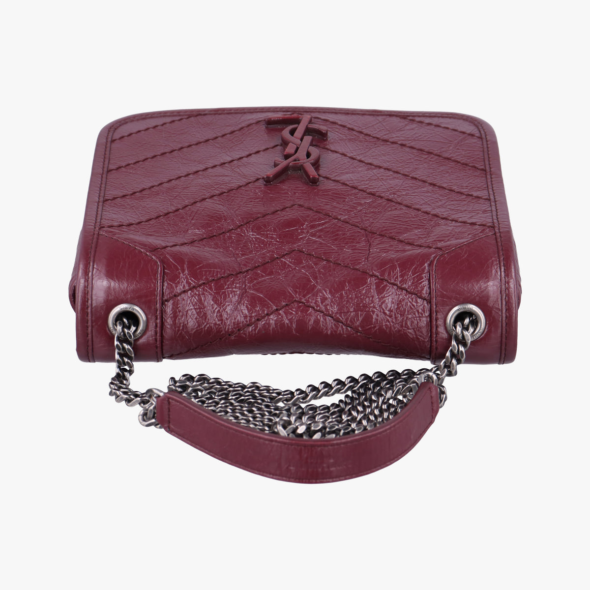 Pre-owned Yves Saint Laurent Niki Burgundy Leather 583103 shoulderbag | stylenewstar