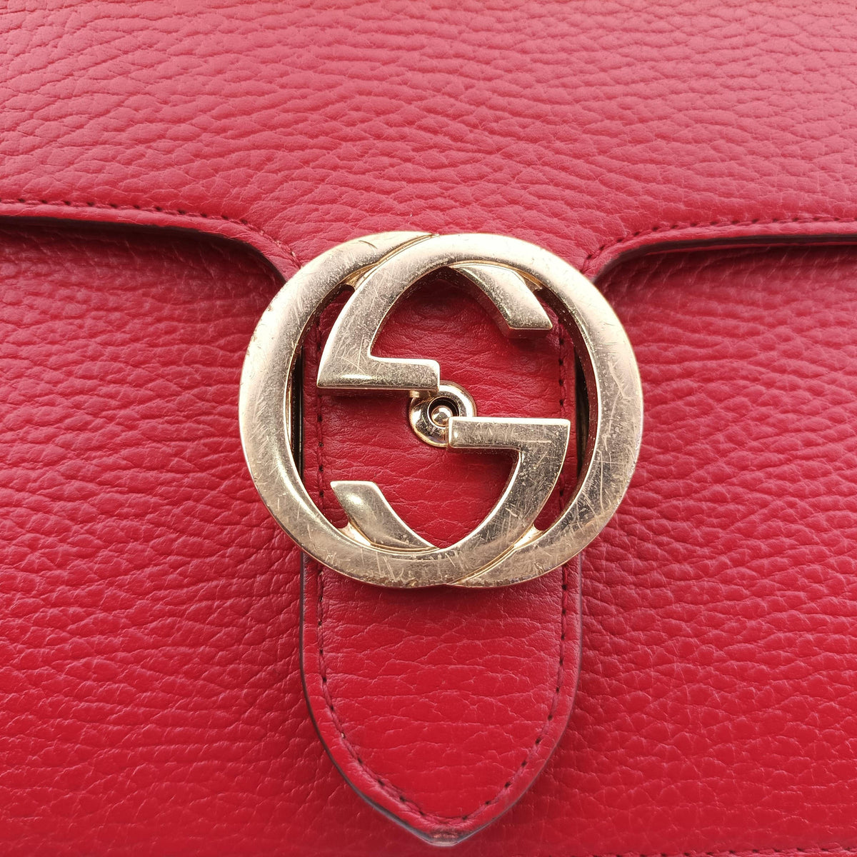 Pre-owned Gucci Interlocking G Red Leather 510304 shoulderbag | stylenewstar