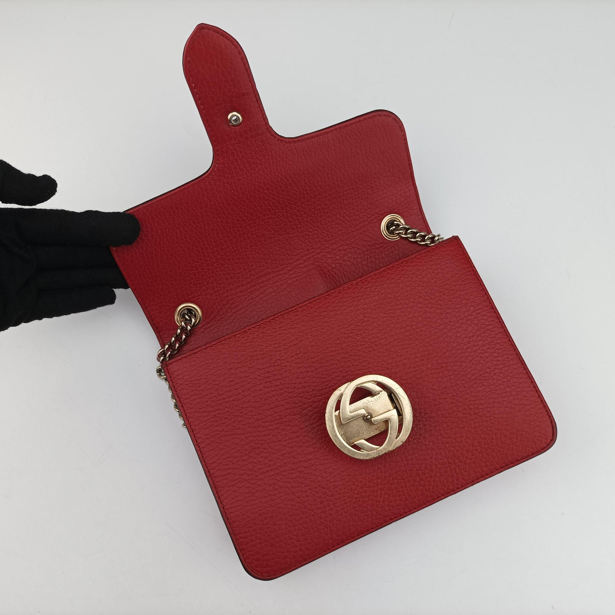 Pre-owned Gucci Interlocking G Red Leather 510304 shoulderbag | stylenewstar
