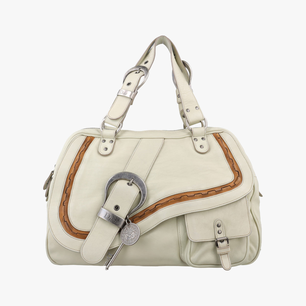 Secondhand Christian Dior Gaucho White Leather  shoulderbag | stylenewstar