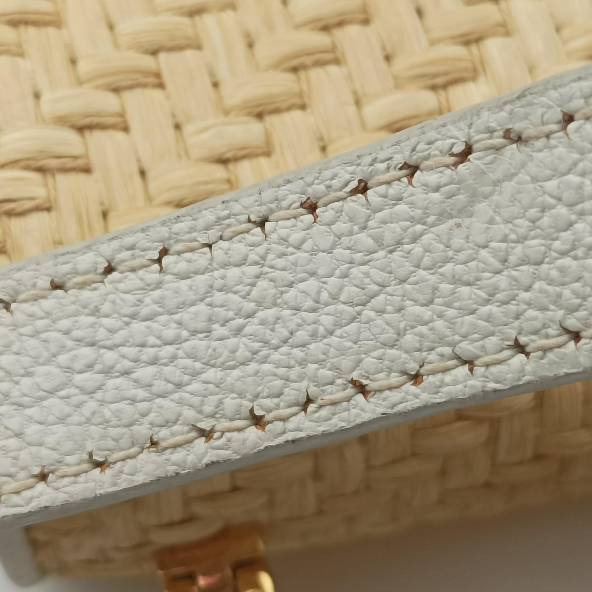 Pre-owned Miu Miu Miu Lady Natural × White Paglia × Madras Goat Leather  shoulderbag | stylenewstar