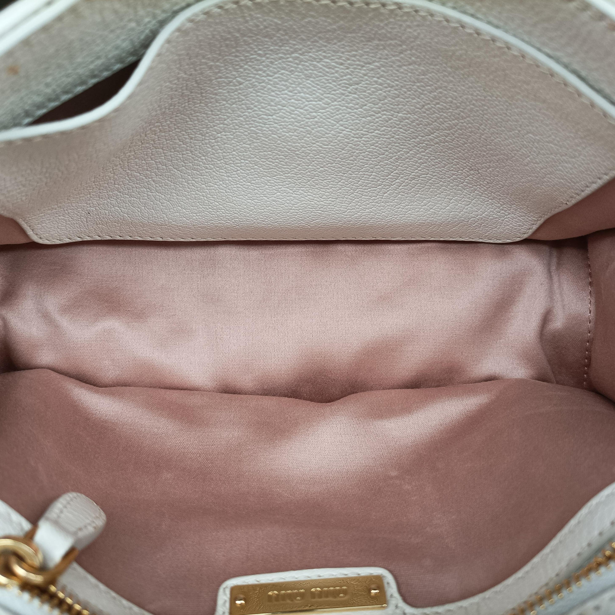 Pre-owned Miu Miu Miu Lady Natural × White Paglia × Madras Goat Leather  shoulderbag | stylenewstar