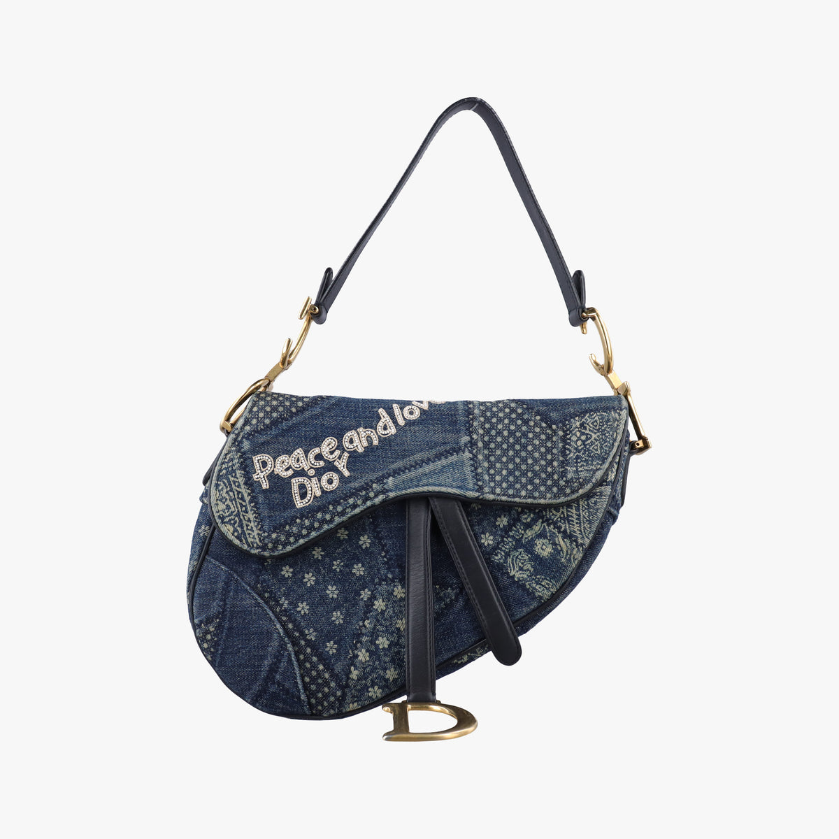 Pre-owned Christian Dior Saddle Blue denim  shoulderbag | stylenewstar