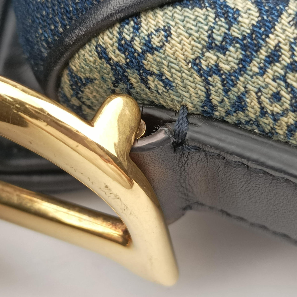 Pre-owned Christian Dior Saddle Blue denim  shoulderbag | stylenewstar