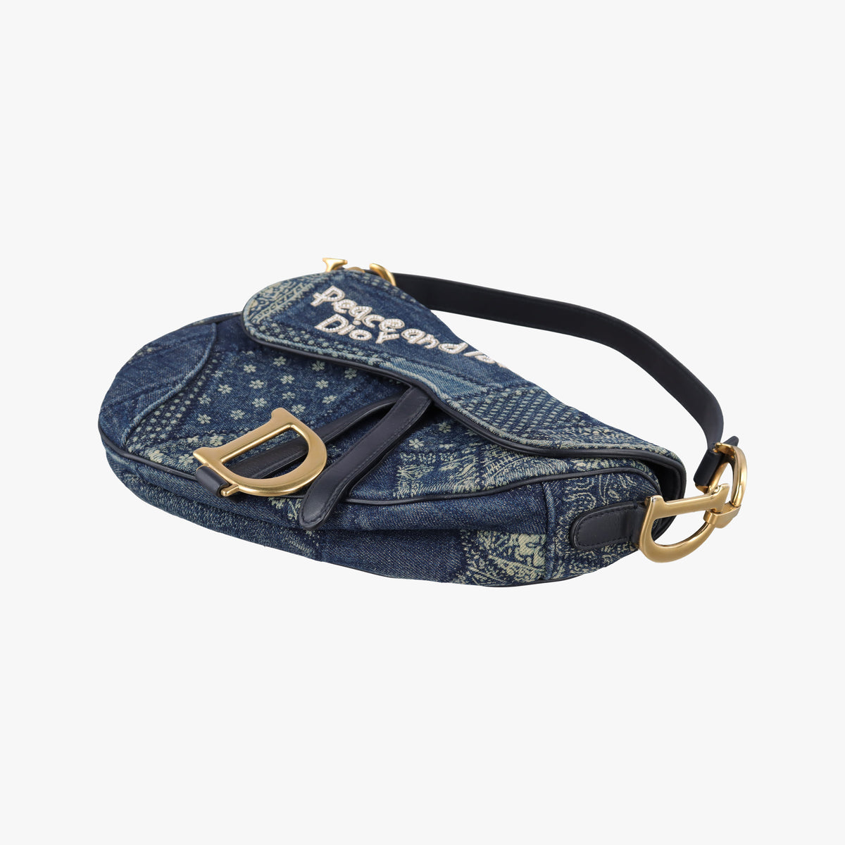 Pre-owned Christian Dior Saddle Blue denim  shoulderbag | stylenewstar