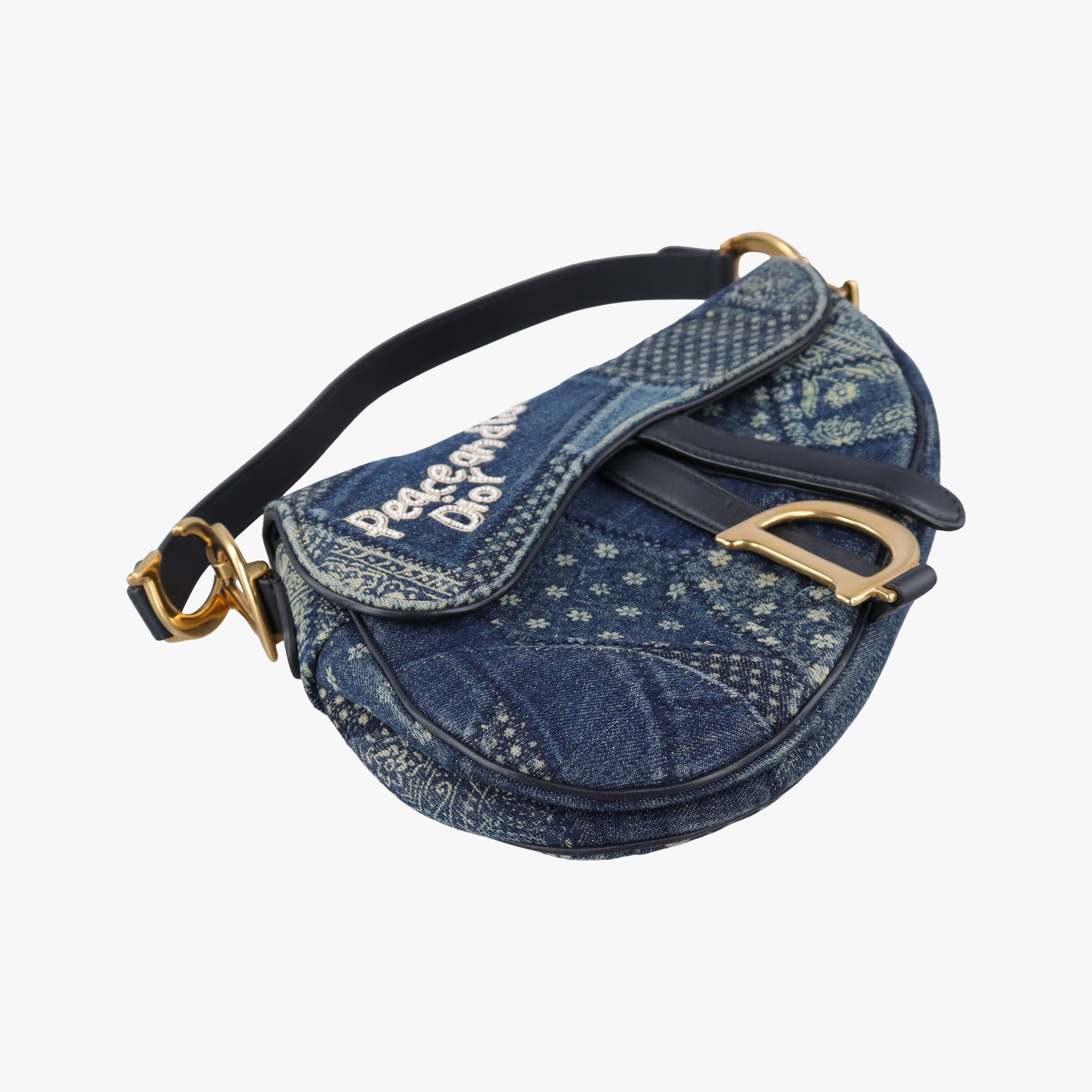 Pre-owned Christian Dior Saddle Blue denim  shoulderbag | stylenewstar