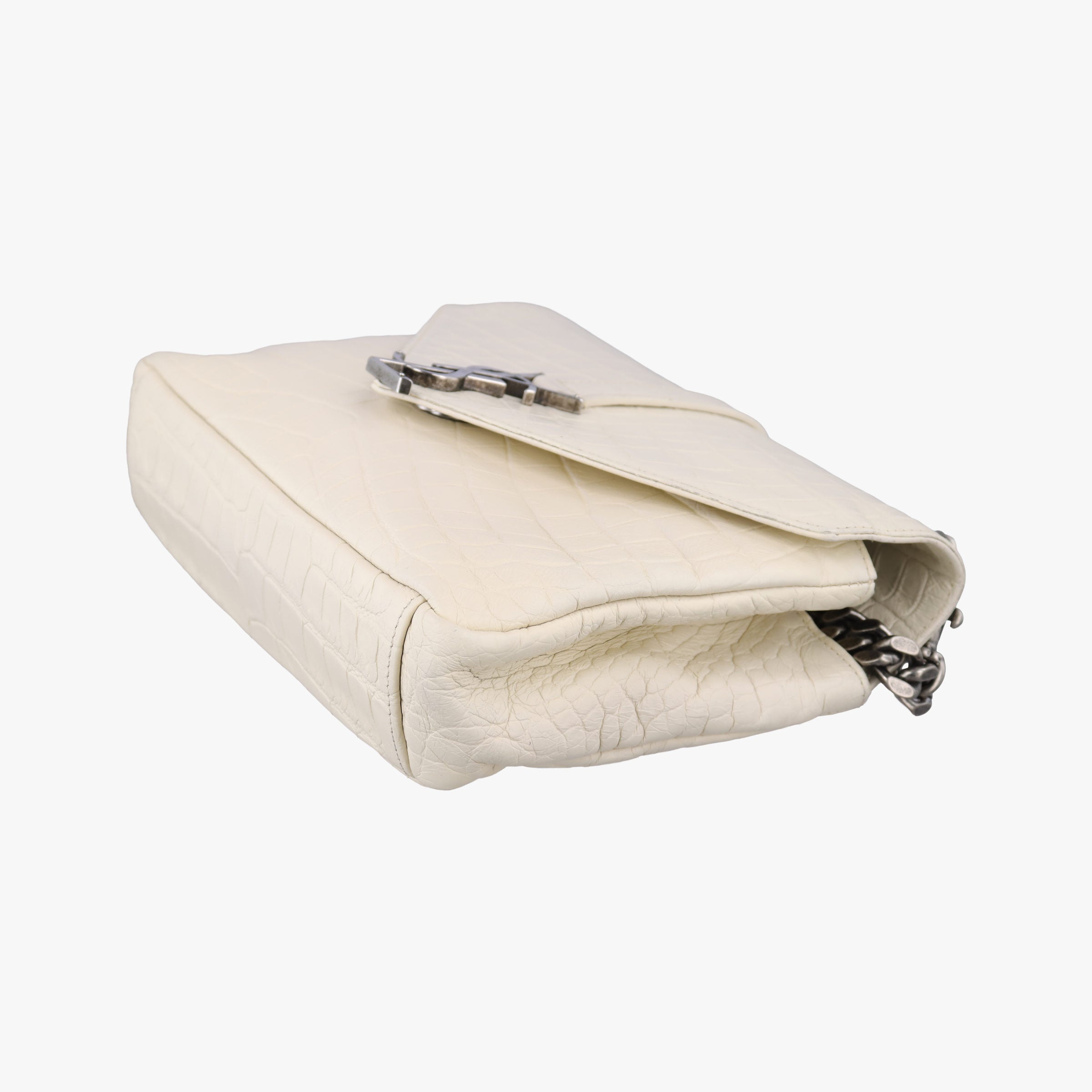 Pre-owned Yves Saint Laurent COLLEGE White Leather 428101 shoulderbag | stylenewstar