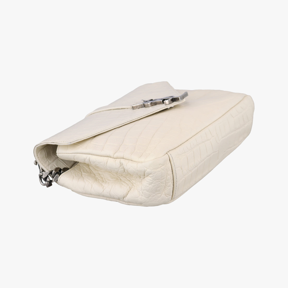 Pre-owned Yves Saint Laurent COLLEGE White Leather 428101 shoulderbag | stylenewstar