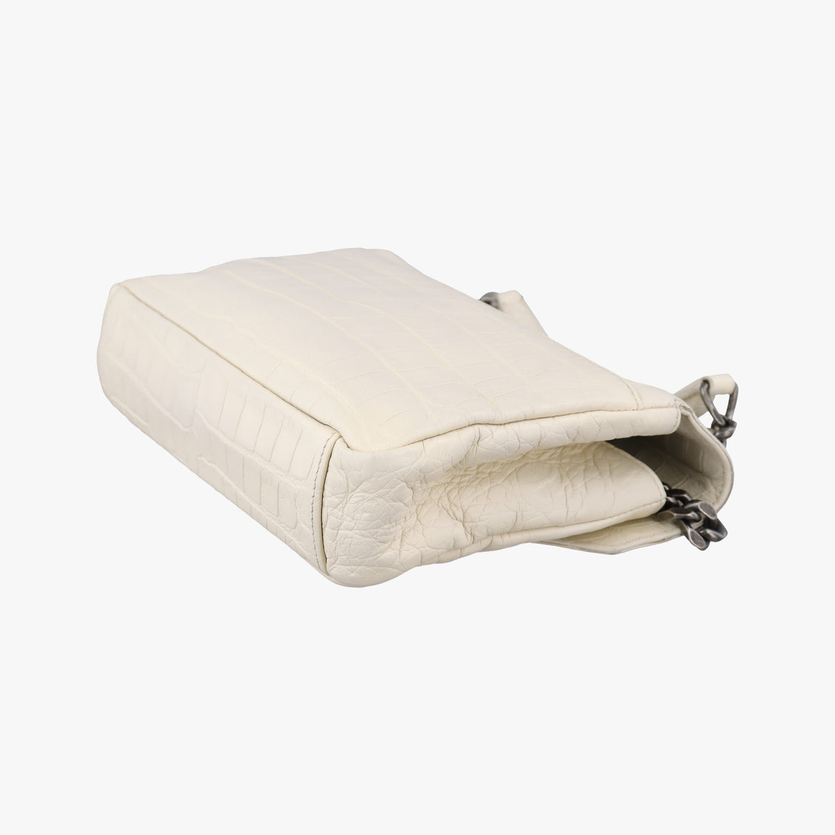 Pre-owned Yves Saint Laurent COLLEGE White Leather 428101 shoulderbag | stylenewstar