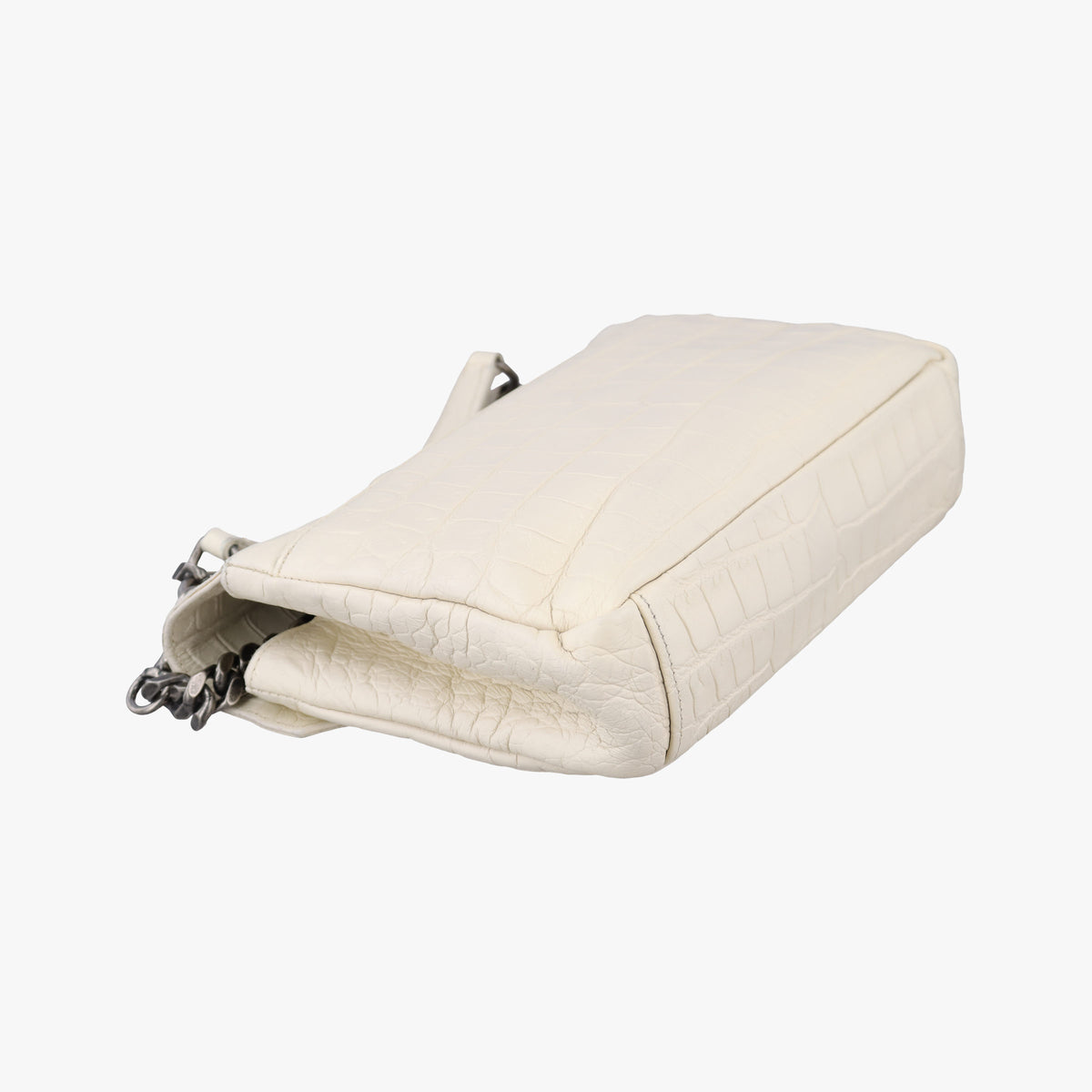 Pre-owned Yves Saint Laurent COLLEGE White Leather 428101 shoulderbag | stylenewstar