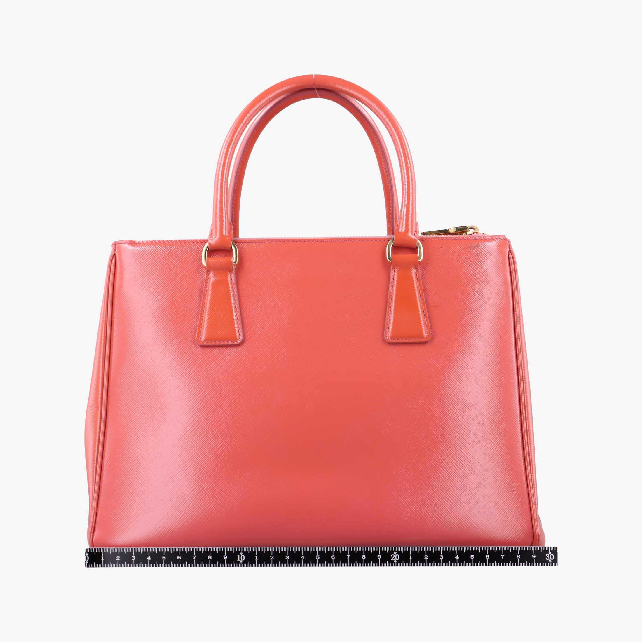 Pre-owned Prada Galleria Front Pocket Orange Patent BN2674 shoulderbag | stylenewstar