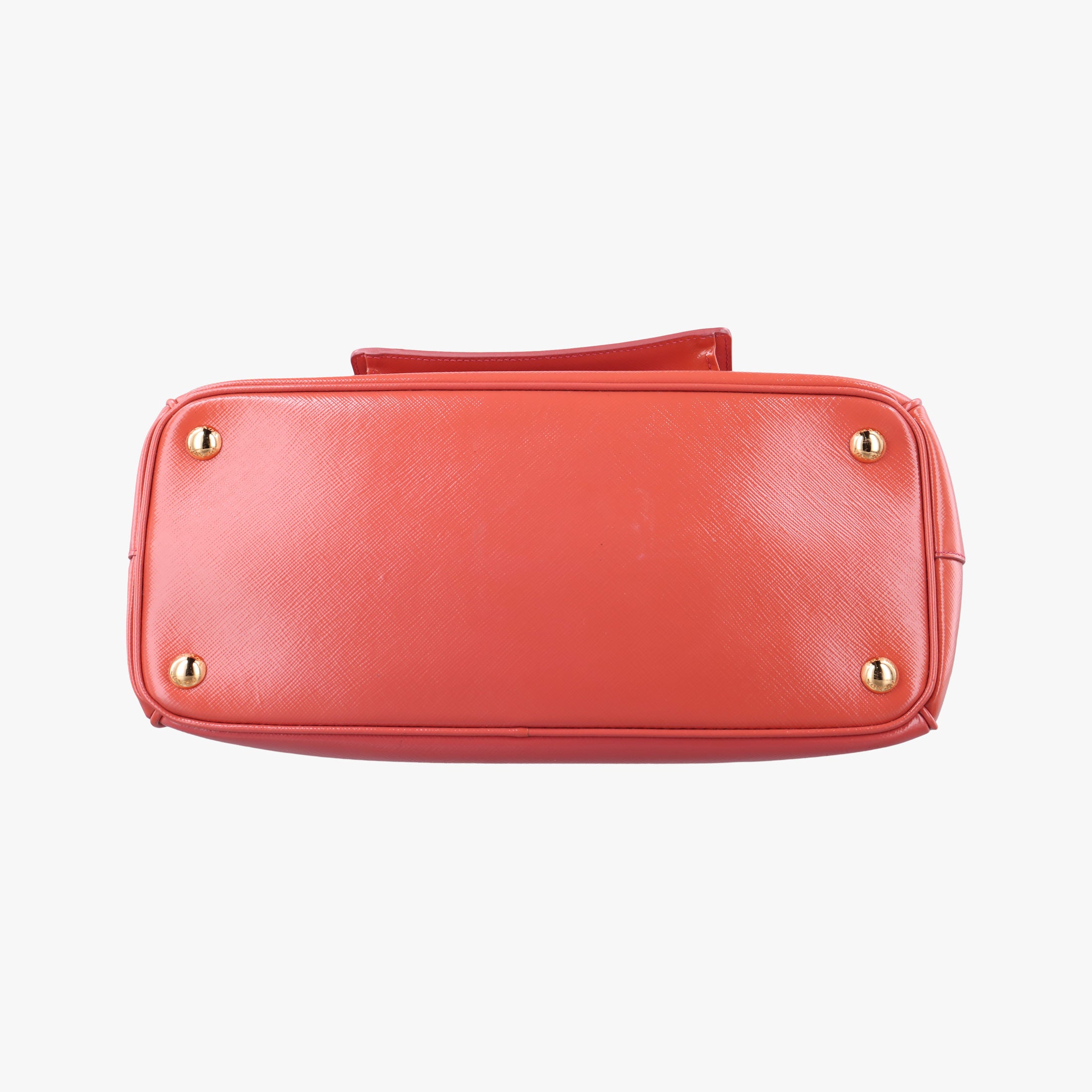 Pre-owned Prada Galleria Front Pocket Orange Patent BN2674 shoulderbag | stylenewstar