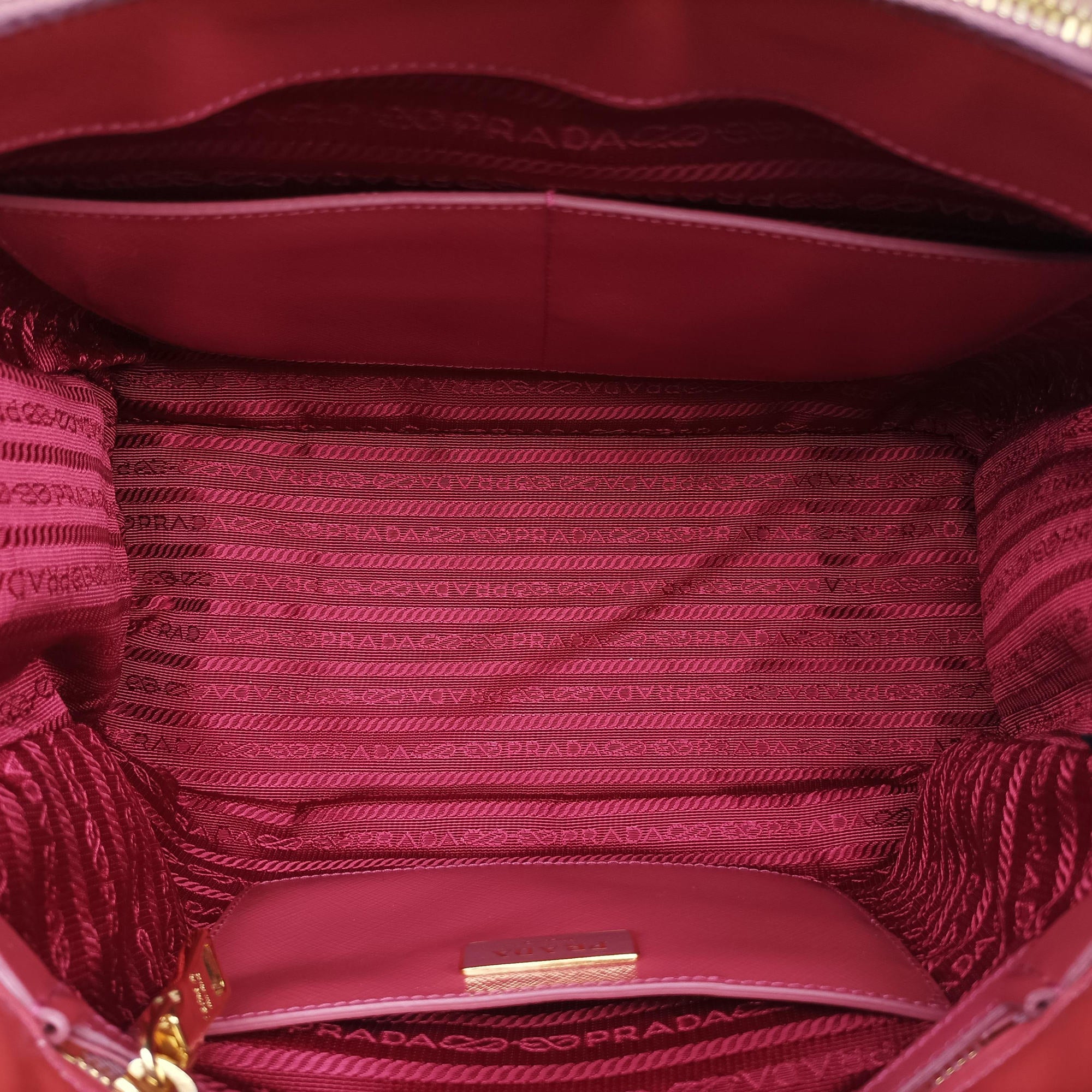 Pre-owned Prada Galleria Front Pocket Orange Patent BN2674 shoulderbag | stylenewstar