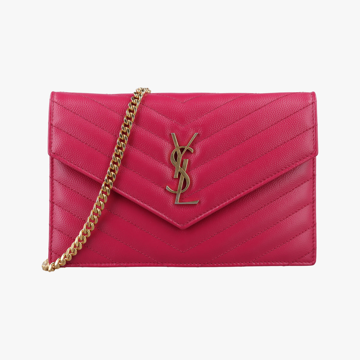 Pre-owned Yves Saint Laurent Monogram Pink Leather 393953 shoulderbag | stylenewstar