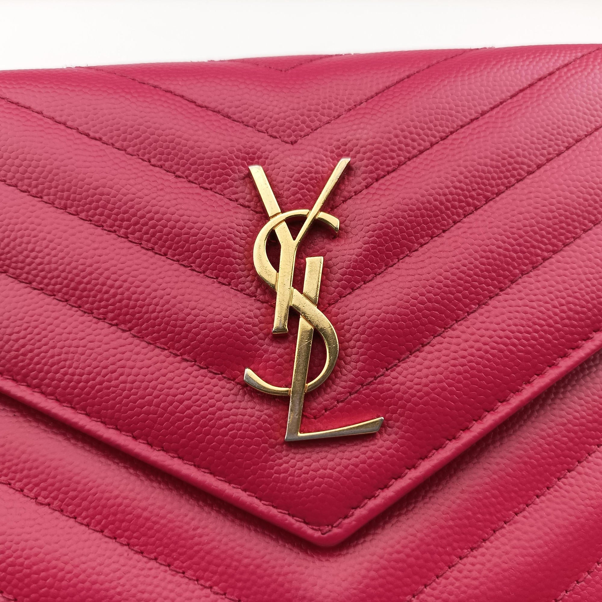 Pre-owned Yves Saint Laurent Monogram Pink Leather 393953 shoulderbag | stylenewstar